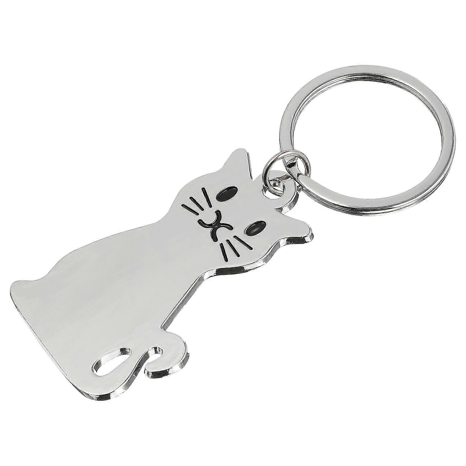 Silver Alloy Cat Keychain Ring for Decorating Wonderful Animal Design Pendant