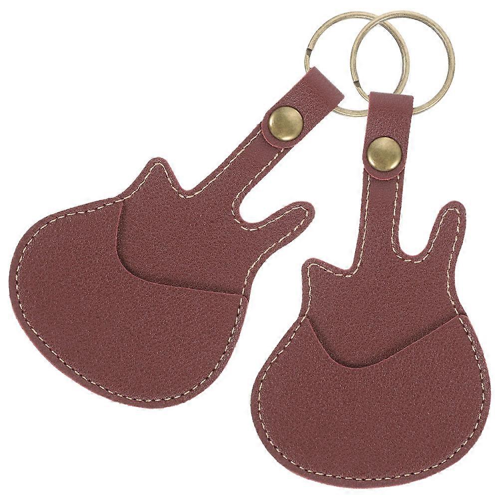 Portable PU Guitar Pick Holder Keychain Compact Guitar Shaped Plectrum Organizer for Musicians, Scratch Resistant Pick Pouch with Keyring for Keys