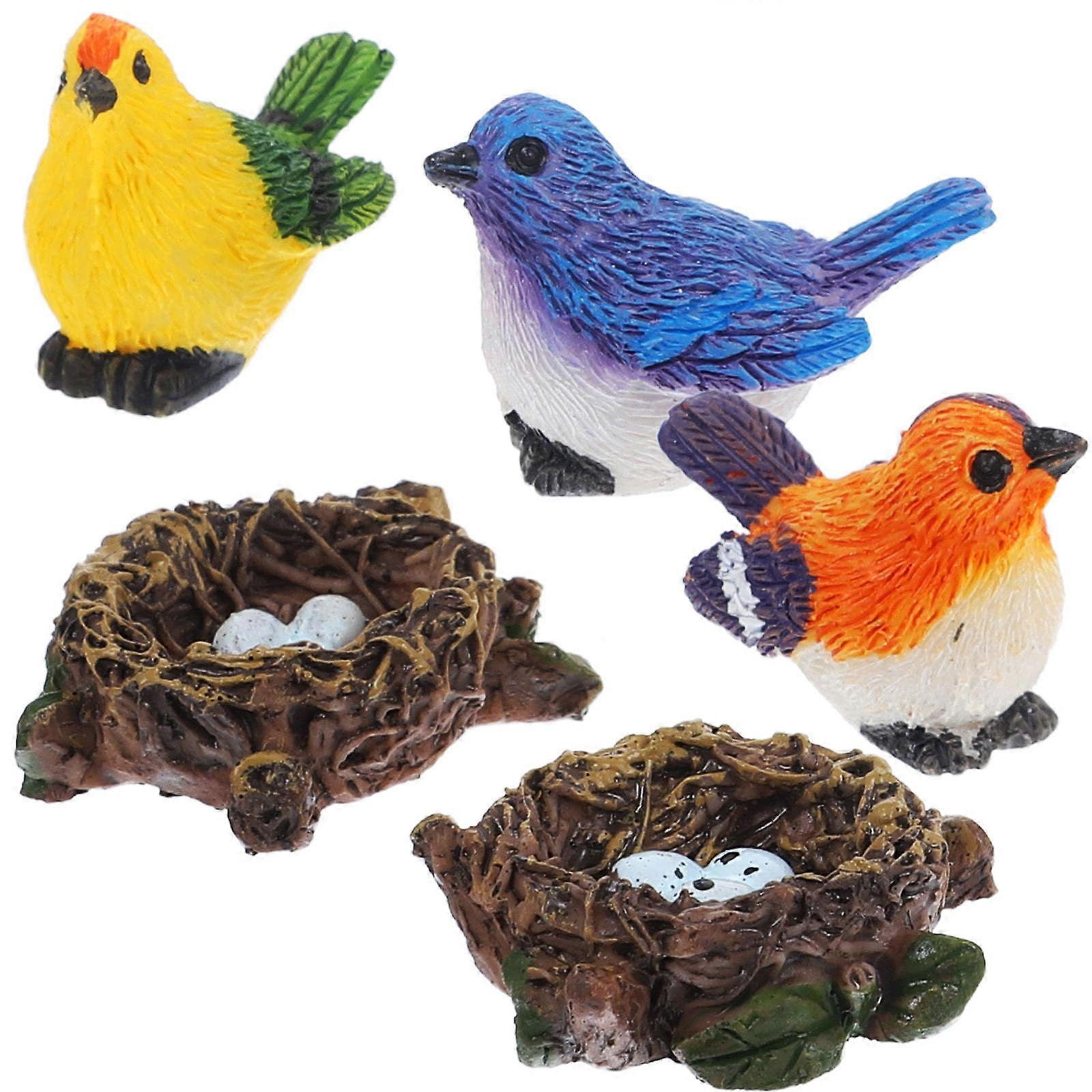 Miniature Artificial Bird Nest in Green – Resin Home Decor for Dollhouse, Gardening & Collecting