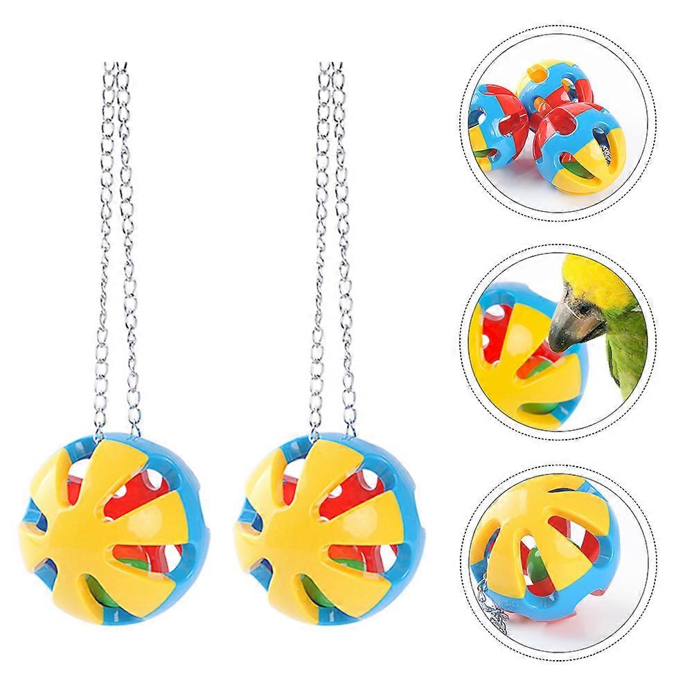 Bird Toy Ball 2Set For Pet Chewing Training With Colorful Hanging Design Diameter 8CM