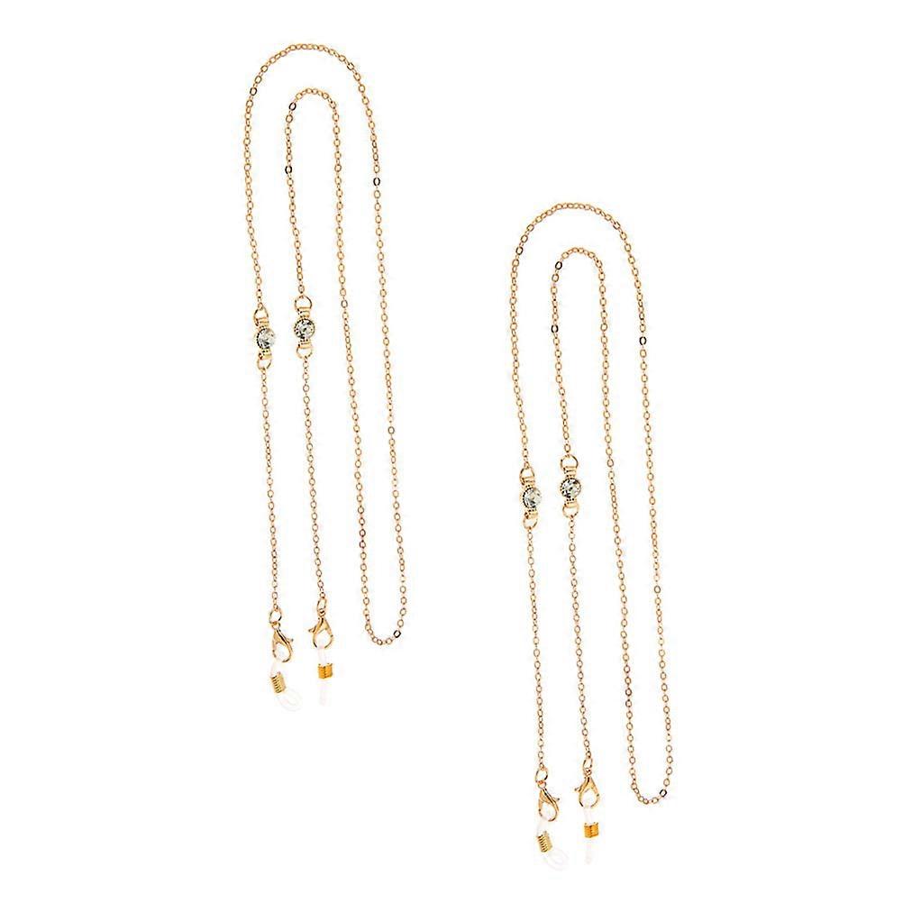 Fashion Eyeglass Strap with Adjustable Connectors for Glasses Metal Golden Chain Necklace 2pcs