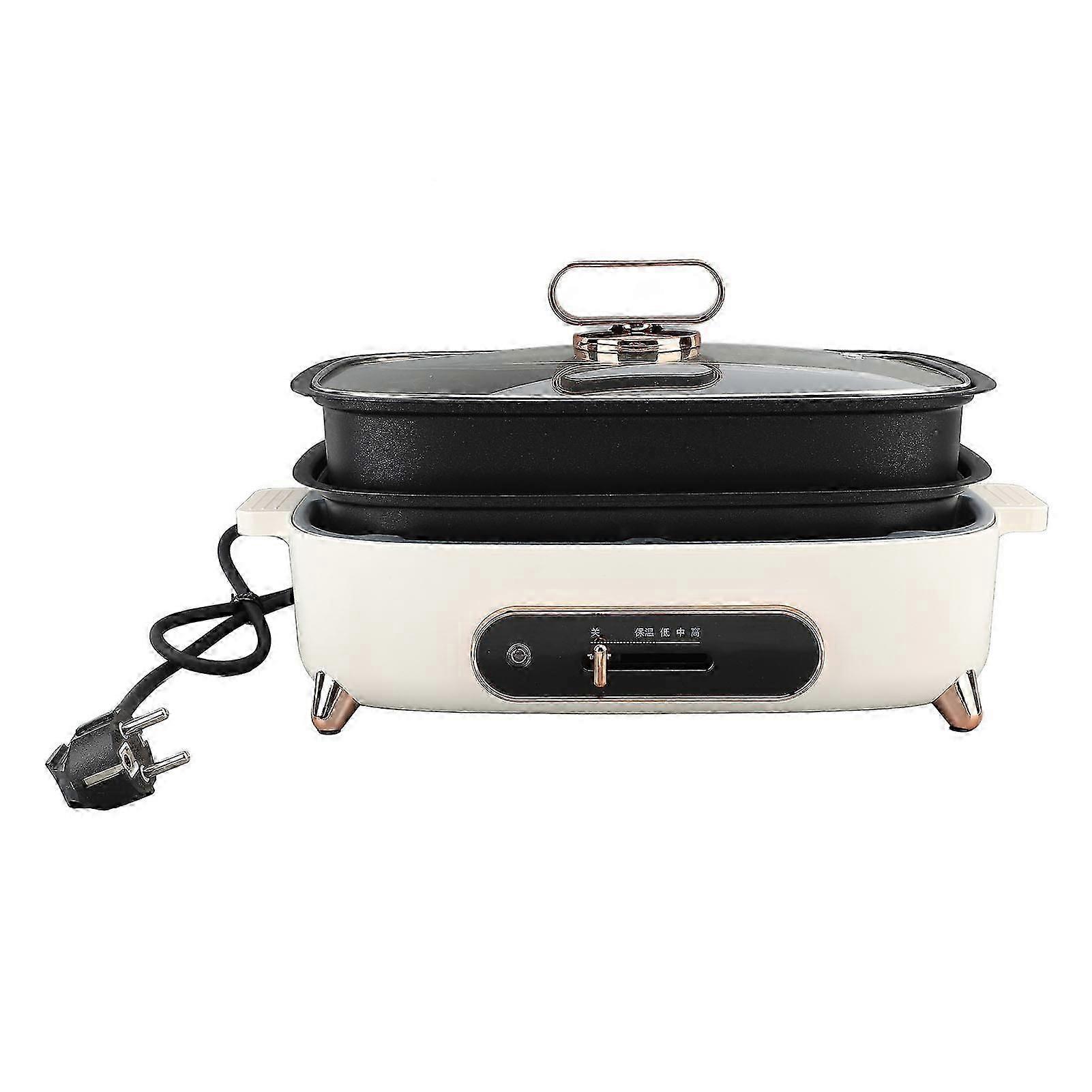 Electric Skillet With Removable Pan 1200w Adjustable Temperature Nonstick Multifunction Electric Skillet With Glass Lid Eu Plug