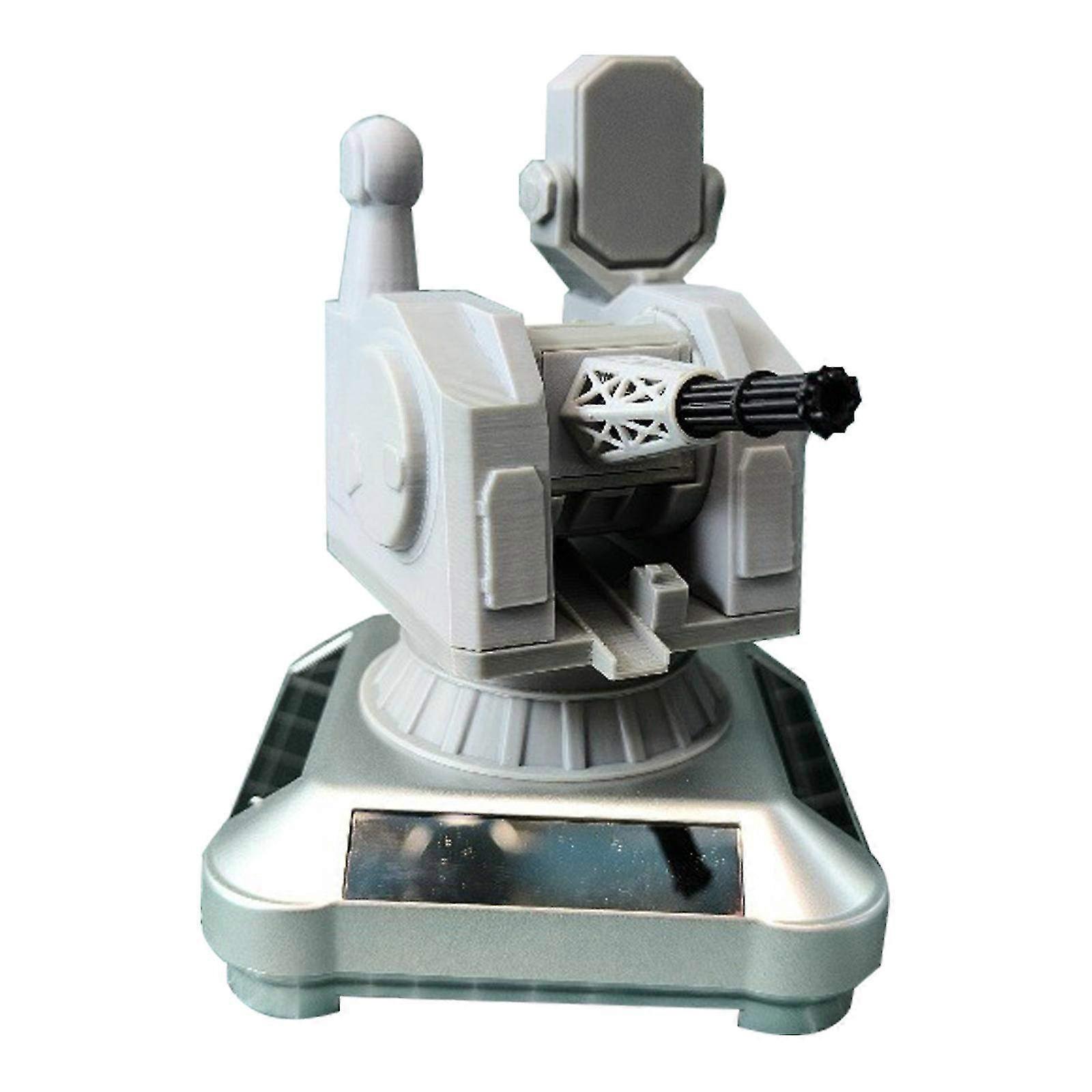 3D Battleship Radar Cannon Model Solar Ornament for Car & Desk - Unique Decorative Piece with Solar-Powered Movement