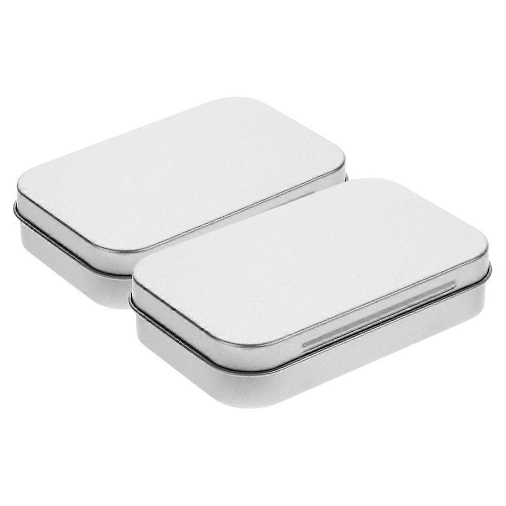 Rectangular Metal Storage Boxes with Hinged Lids   Small Tinplate Candy Containers, Silver Matte Finish for Freshness Protection and Gift Packaging