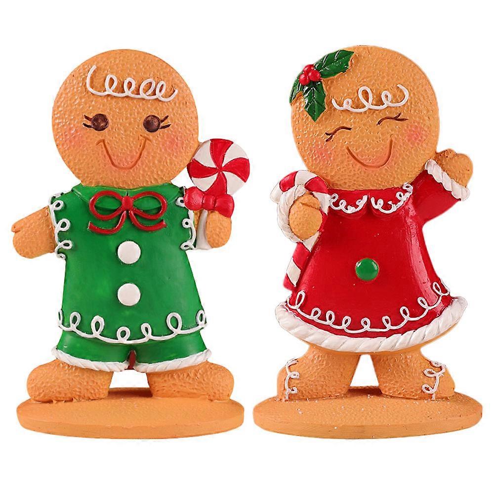 2Pcs Christmas Gingerbread Man Decoration Desktop Xmas Gingerbread Man Table Centerpiece