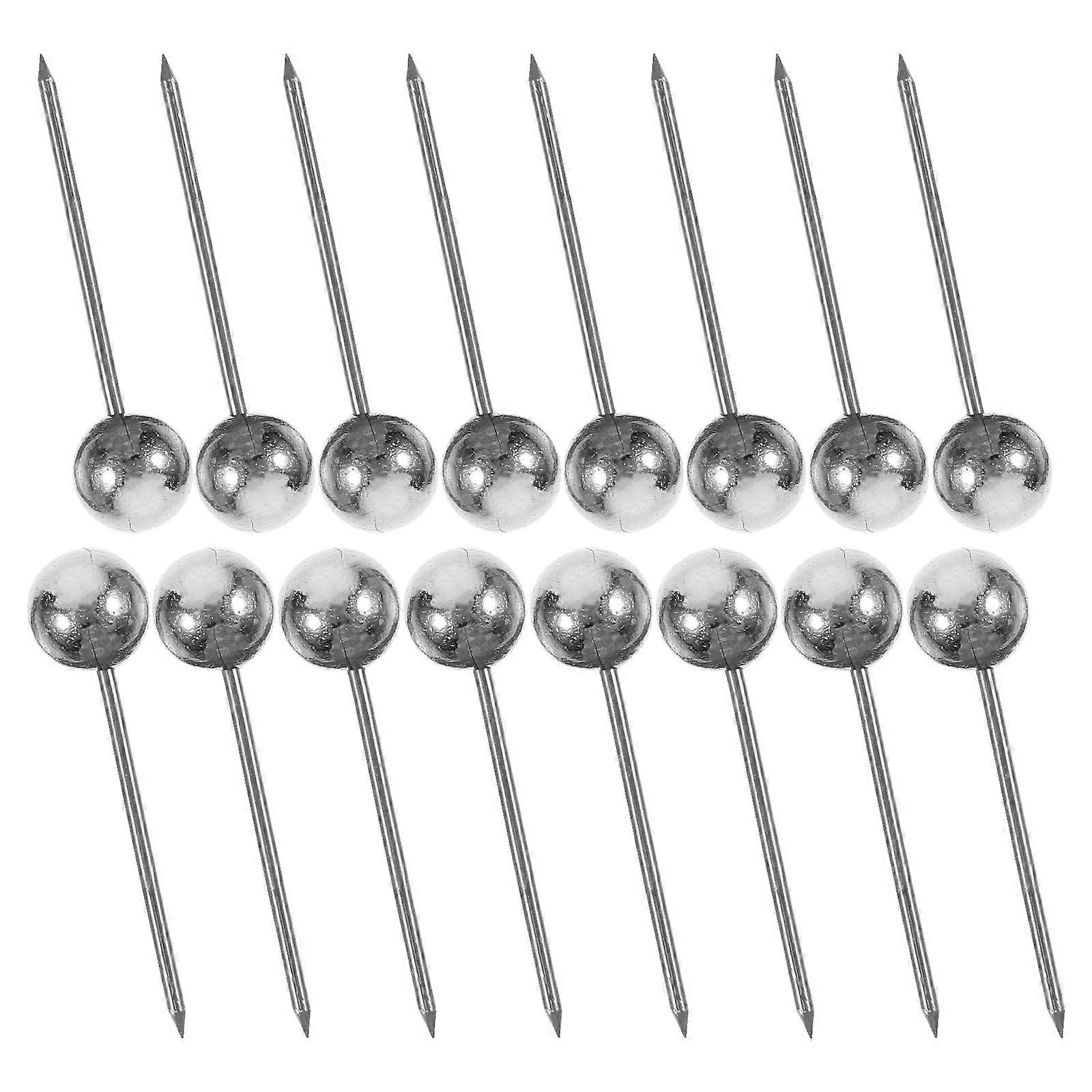 200Set Heavy Duty Round Head Push Pins For Cork Boards And Walls Silver Color Convenient Fixation