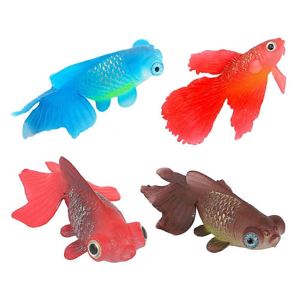 Aquarium Accessories Set with 4 Pcs Luminous Silicone Fish for Decoration Vivid and Lightweight