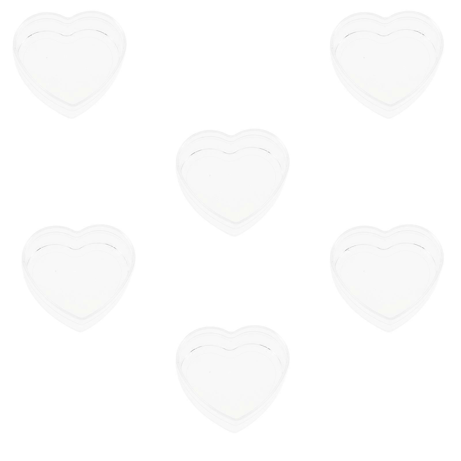 Heart Shaped Candy Boxes Transparent Plastic Storage Containers for Travel Desk Organization 6 Pieces