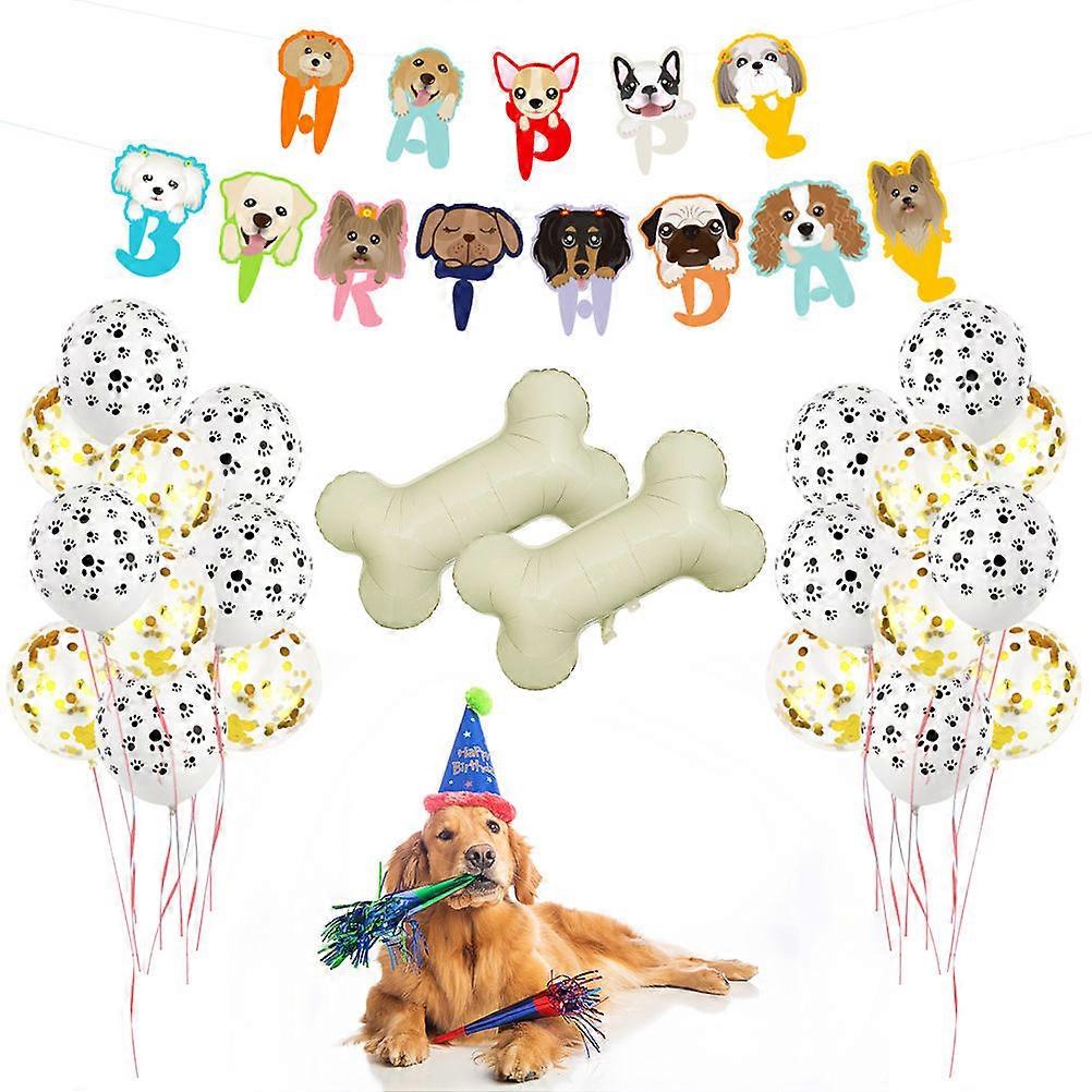 Assorted Color Dog Birthday Decorations 23 Pcs Including Foil Balloons Ideal For Various Celebrations And Photo Props