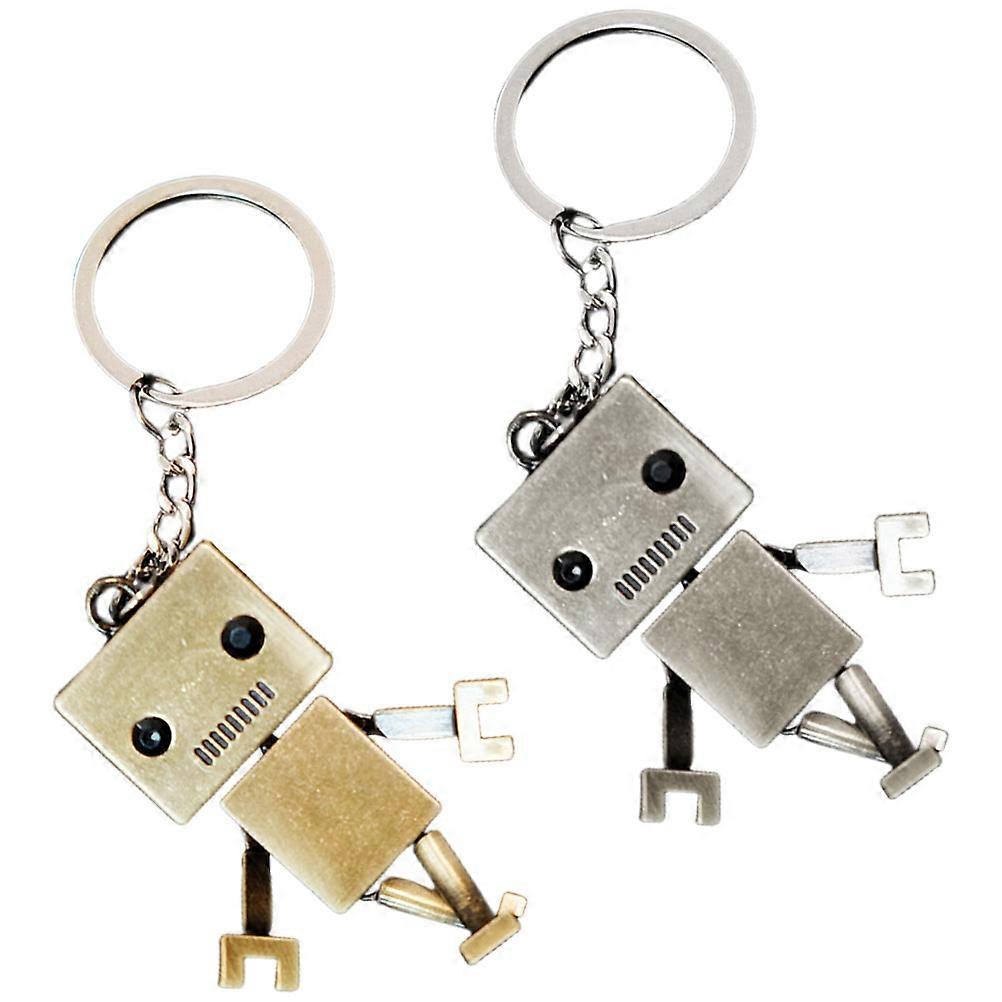 Durable Vintage Keychain Bag Charm Key Ornament Robot Head Special Design 2 Pcs