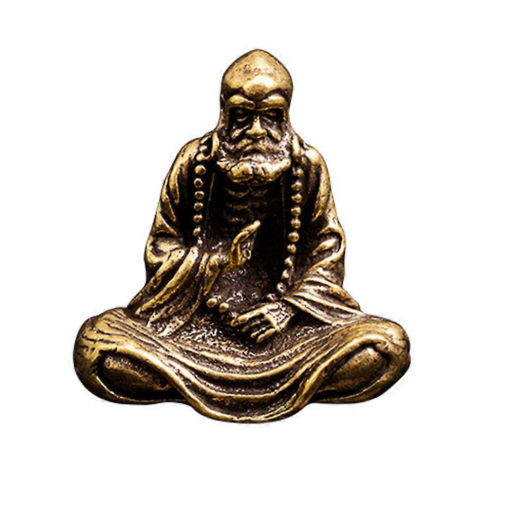 Bodhidharma Brass Decor with Antique Design for Home Adornment Golden Color 1 Piece