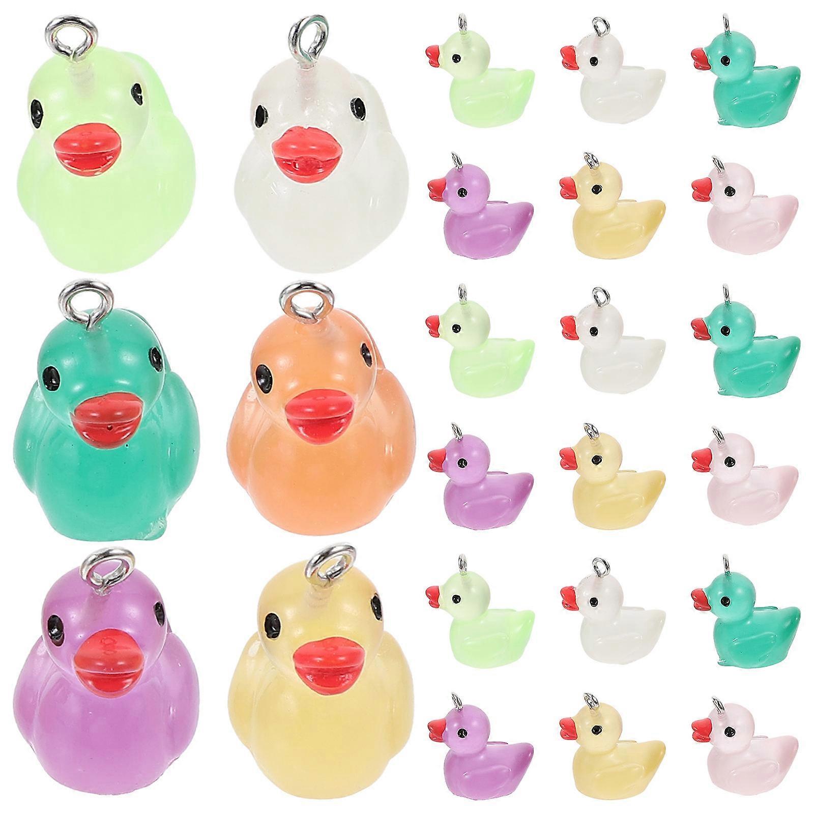Colorful Mini Figurines Decor Designed Duck Shape For Garden Layout And Cake Decoration - 50Pcs