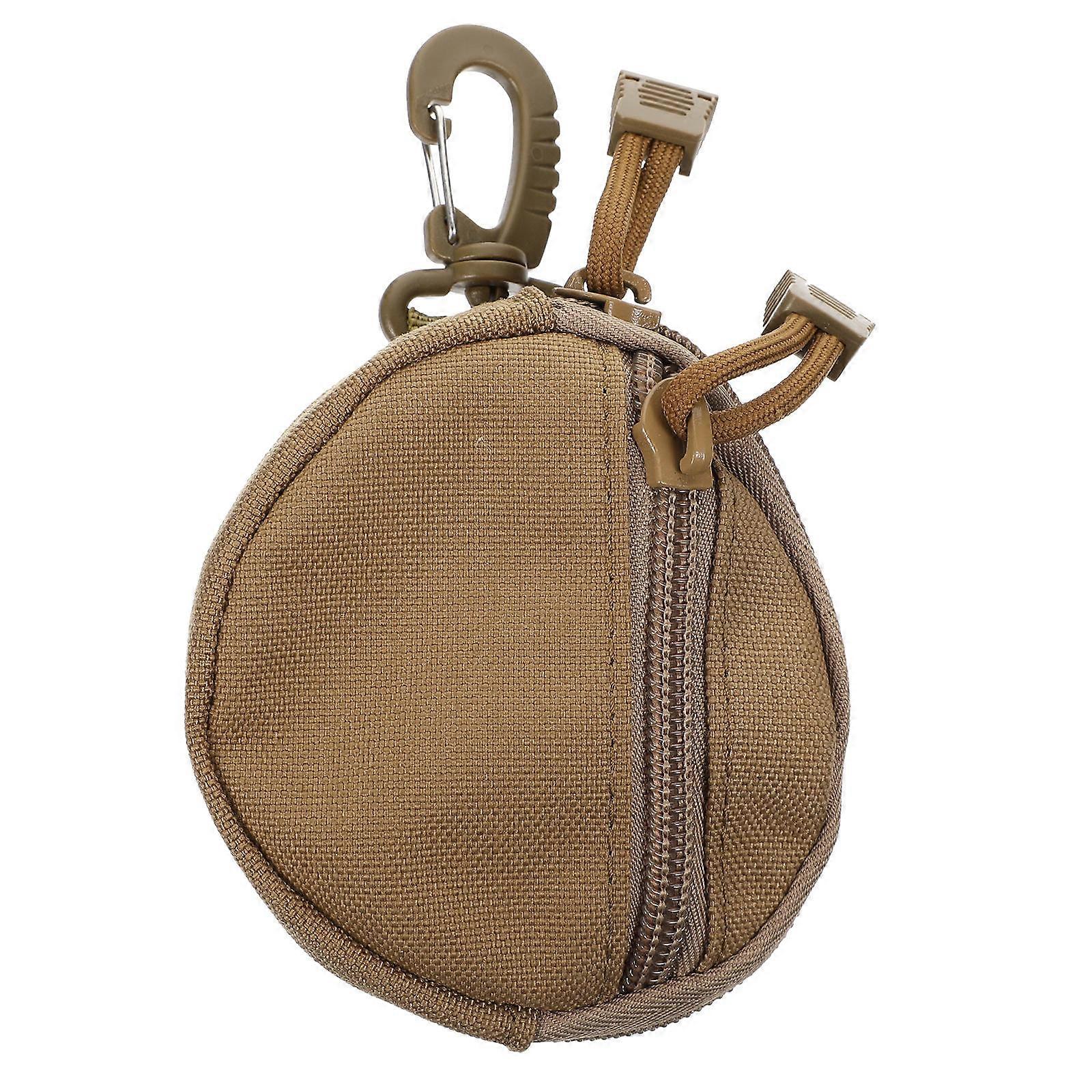 Brown Polyester Coin Purse with Hook for Belt Storage Ideal for Sports Travel and Organization 10x6x4 inches