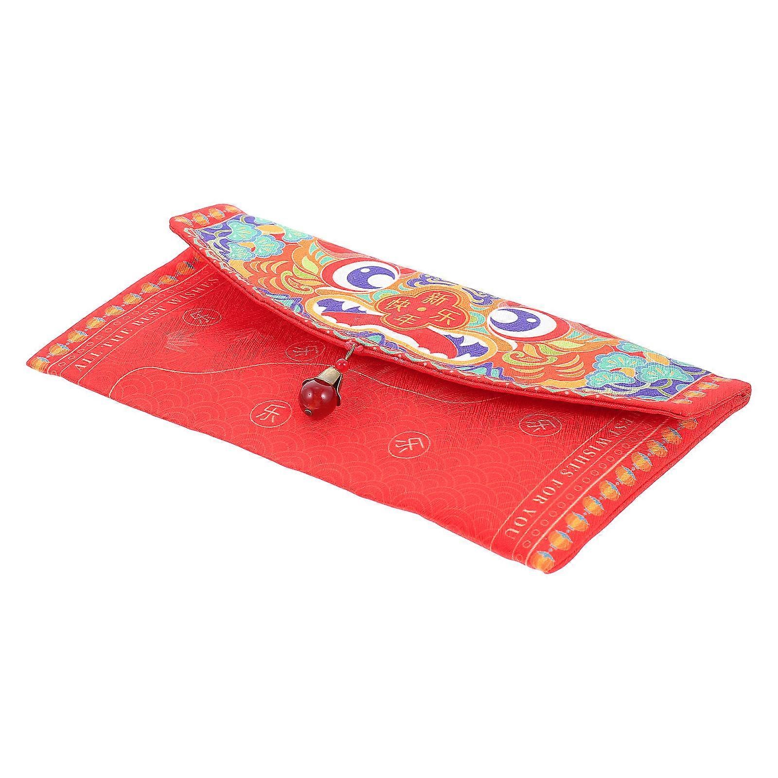 Spring Festival Fabric Red Envelopes Money Storage Gift Occasions Red Color 1Set