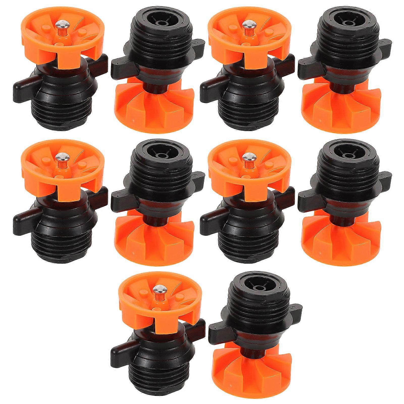 Garden Hose Spray Nozzle Rotating Plastic Sprinkler Gardeners Lawn Misting Watering Circular Shape Orange 10Pcs