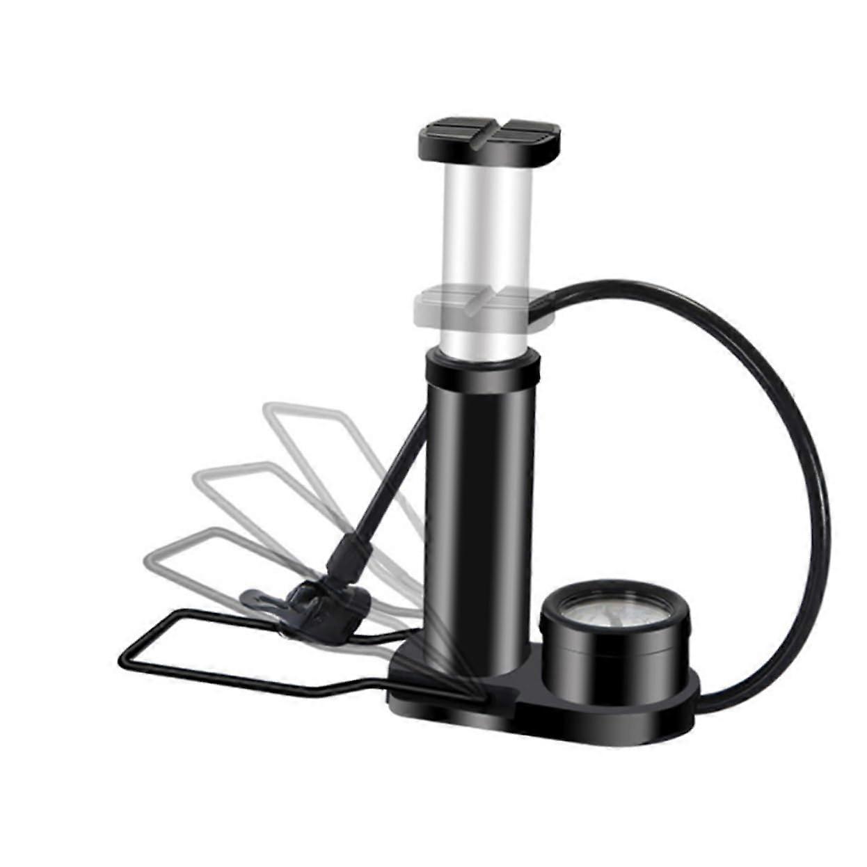 Mini Portable Pressure Foot Pump Tire Inflator Station for Bicycles Black with Pressure Gauge and  Kit Accessory Underside Random