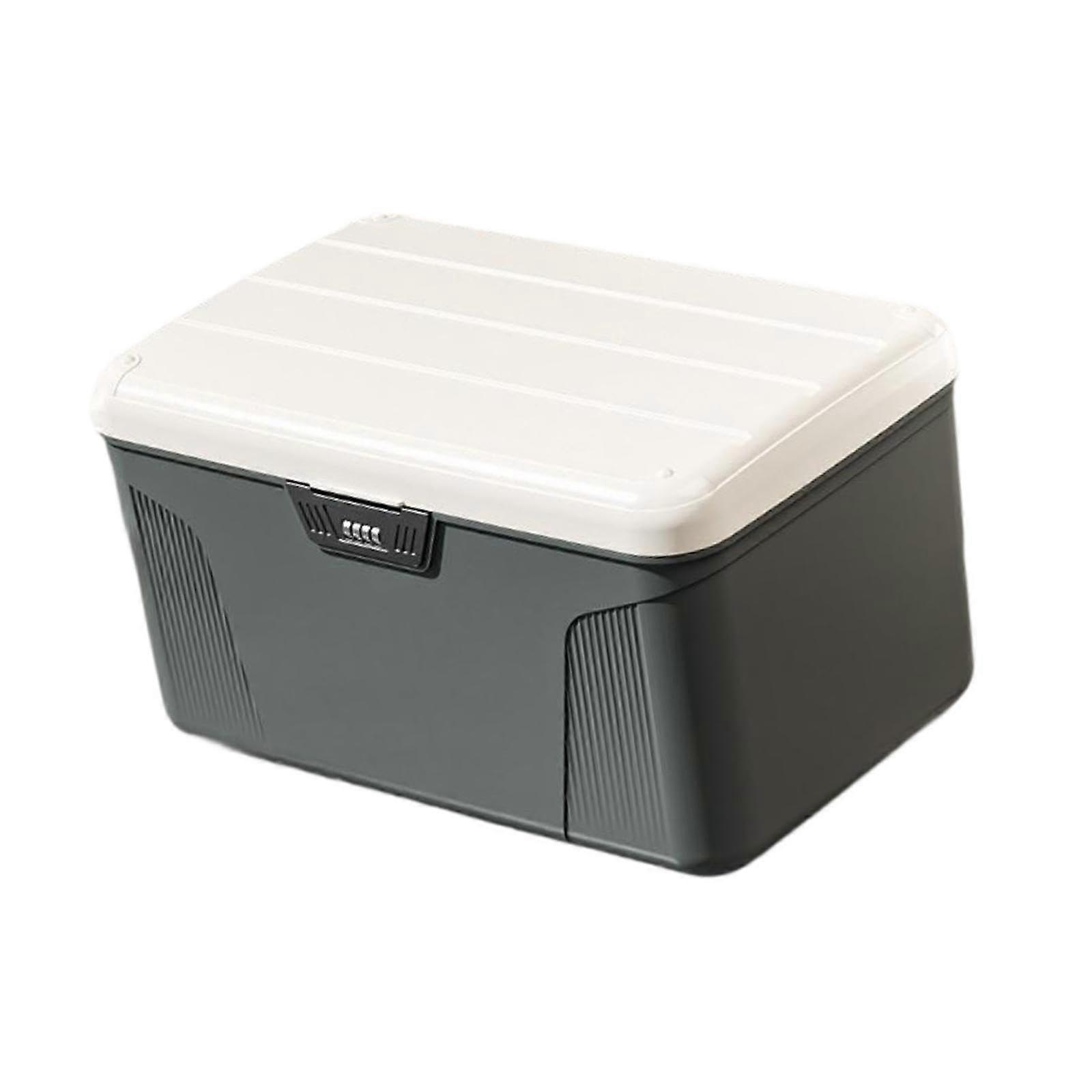 Lockable Storage Box for Documents, Large Grey Container, Practical Organiser with Secure Locking Mechanism