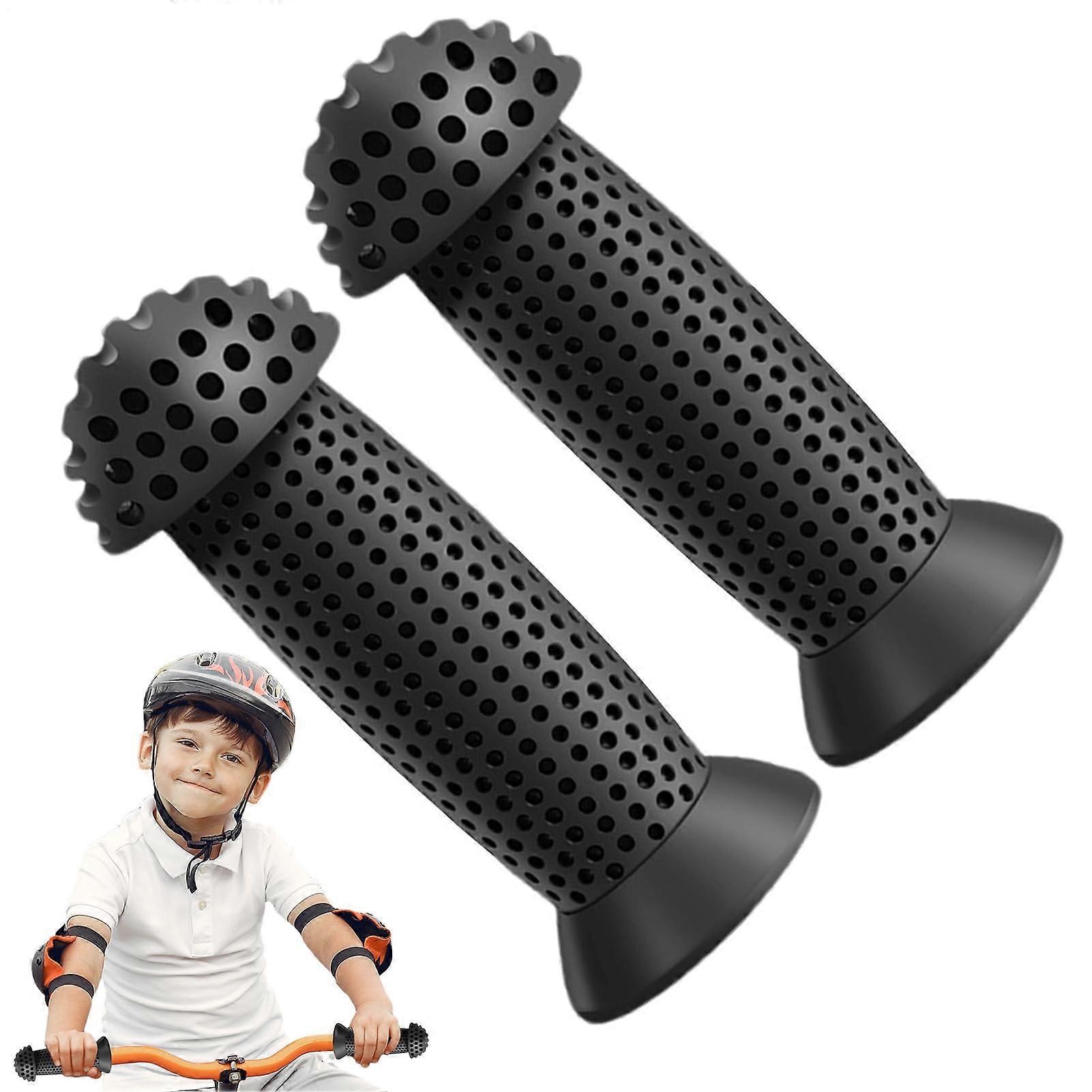Set Of Bicycle Grips For Scooter Handlebar, Non-Slip Grip, Soft Rubber Palm Sleeves, Textured Tube Sleeves, Black