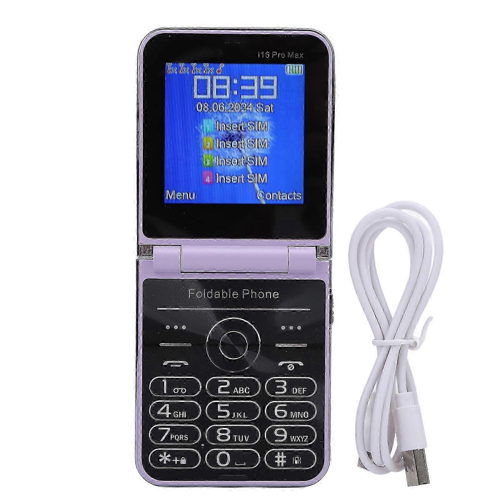 2G Flip Phone for Seniors: Dual Screen, Big Buttons, 4 SIM, LED Flashlight