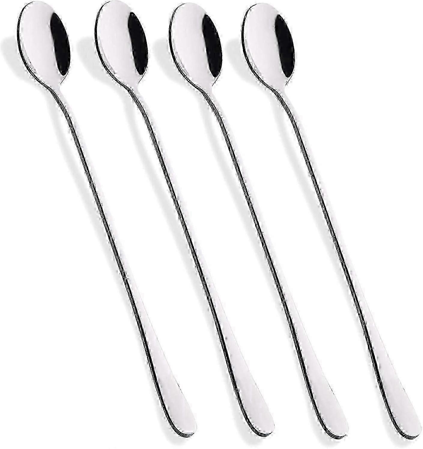 Long Handle Latte Spoons Coffee Dessert & Ice Cream Sundae Premium Quality Stainless Steel Long Handled Coffee Spoons (Pack of 4)