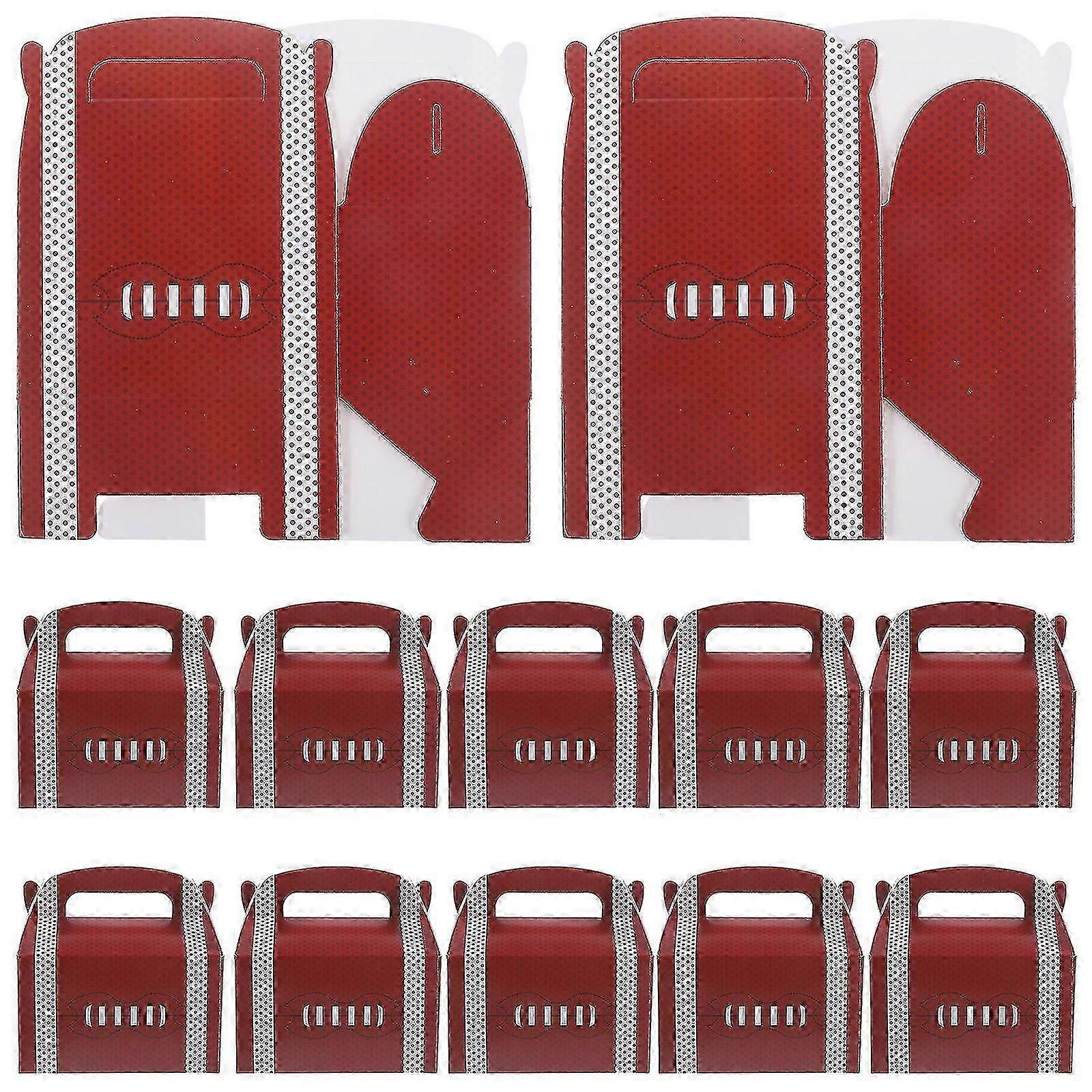 18pcs Rugby Pattern Treat Boxes Candy Boxes Goodies Boxes Present Boxes with Handles