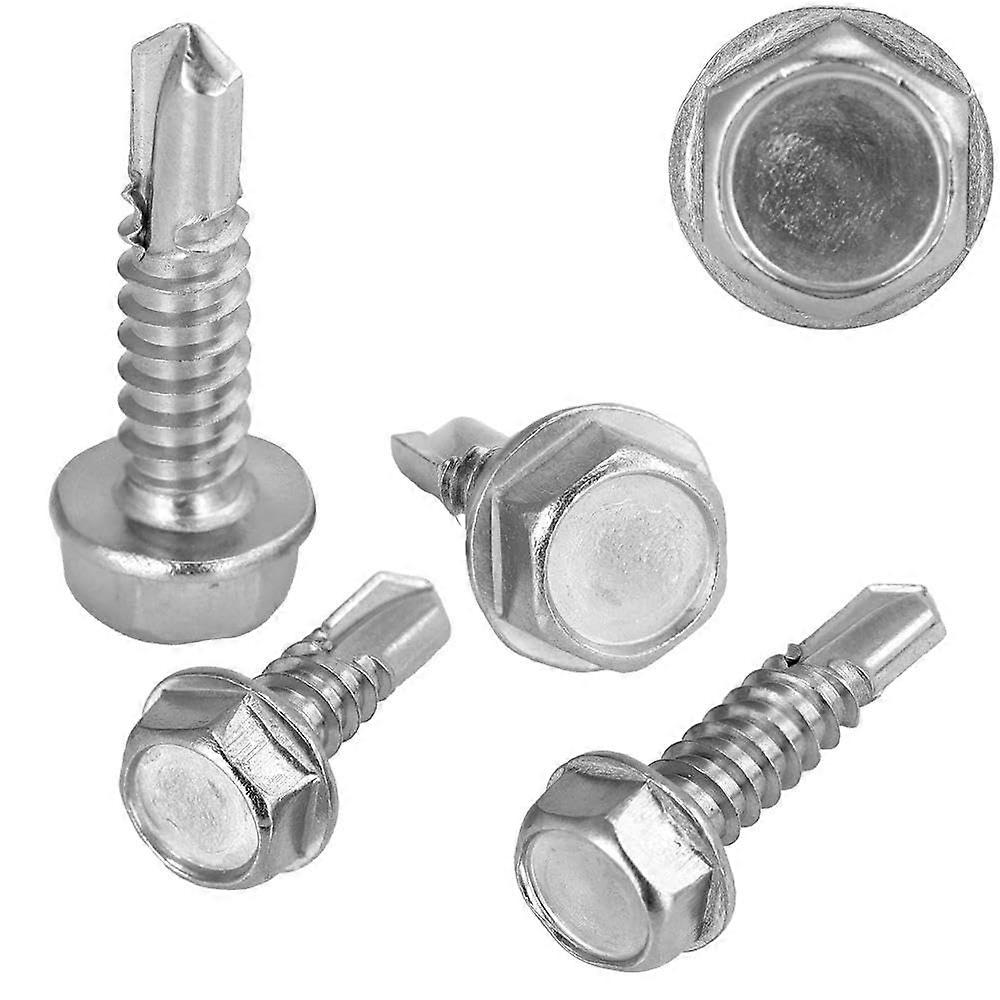 Pack of 50 Drilling Screws Hexagonal Head and Collar 4.8 x 16 mm Stainless Steel A2 SelfTapping Screws for Soft Metals (Shape K) DIN 7504 ® 4.8x16 50