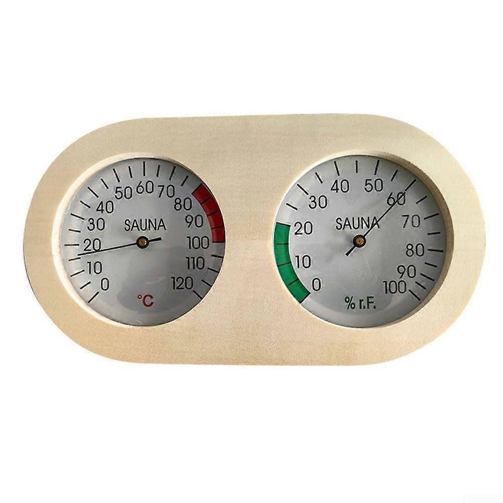 Sauna Thermometer Hygrometer with Robust Wooden Frame for Home Spa and Wellness Rooms