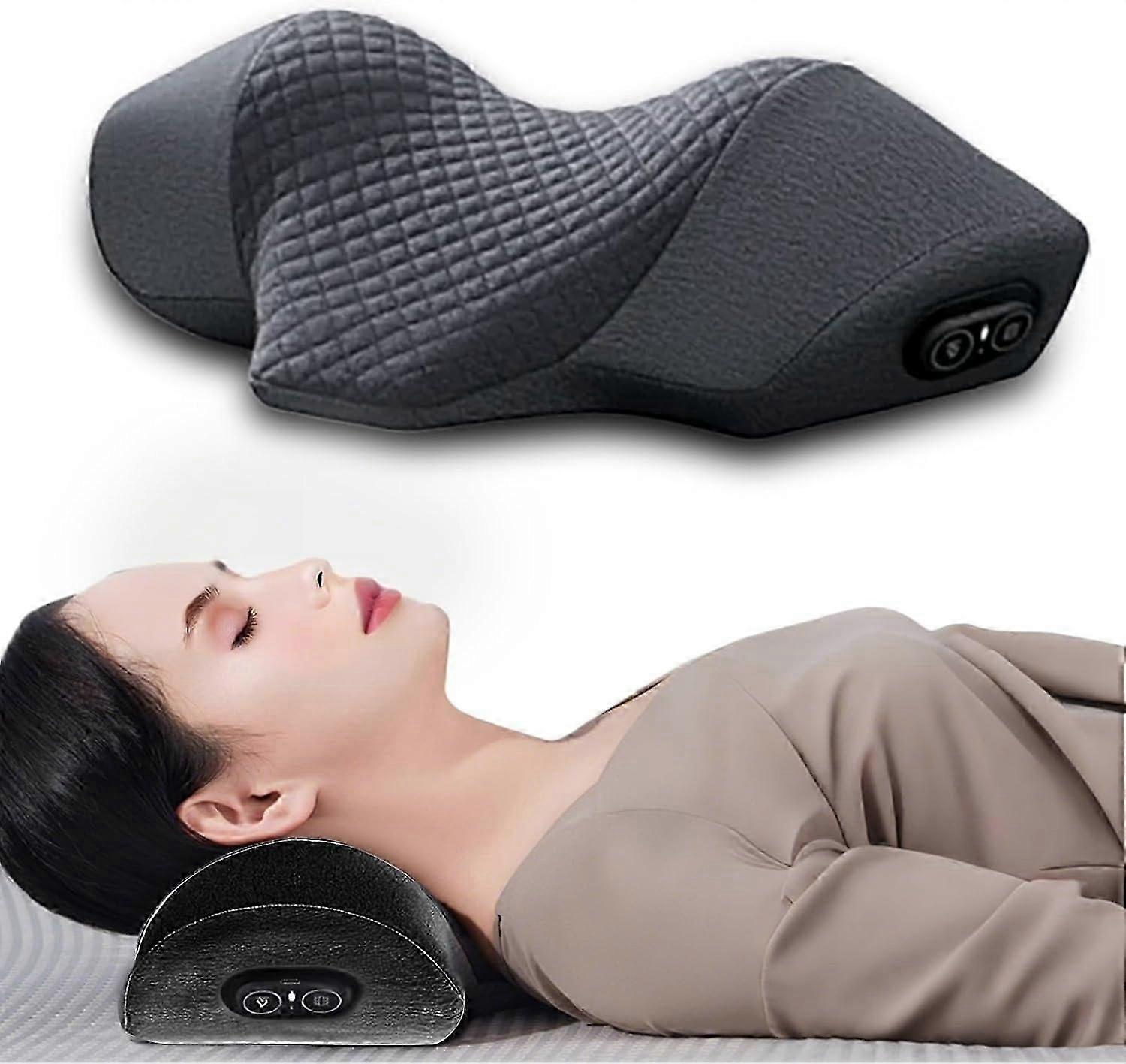 Cuscino massaggiante per il collo, 2025 Nuovo cuscino massaggiante per il collo 3 in 1, cuscini da letto in memory foam con massaggiatore a trazione riscaldata per dormire
