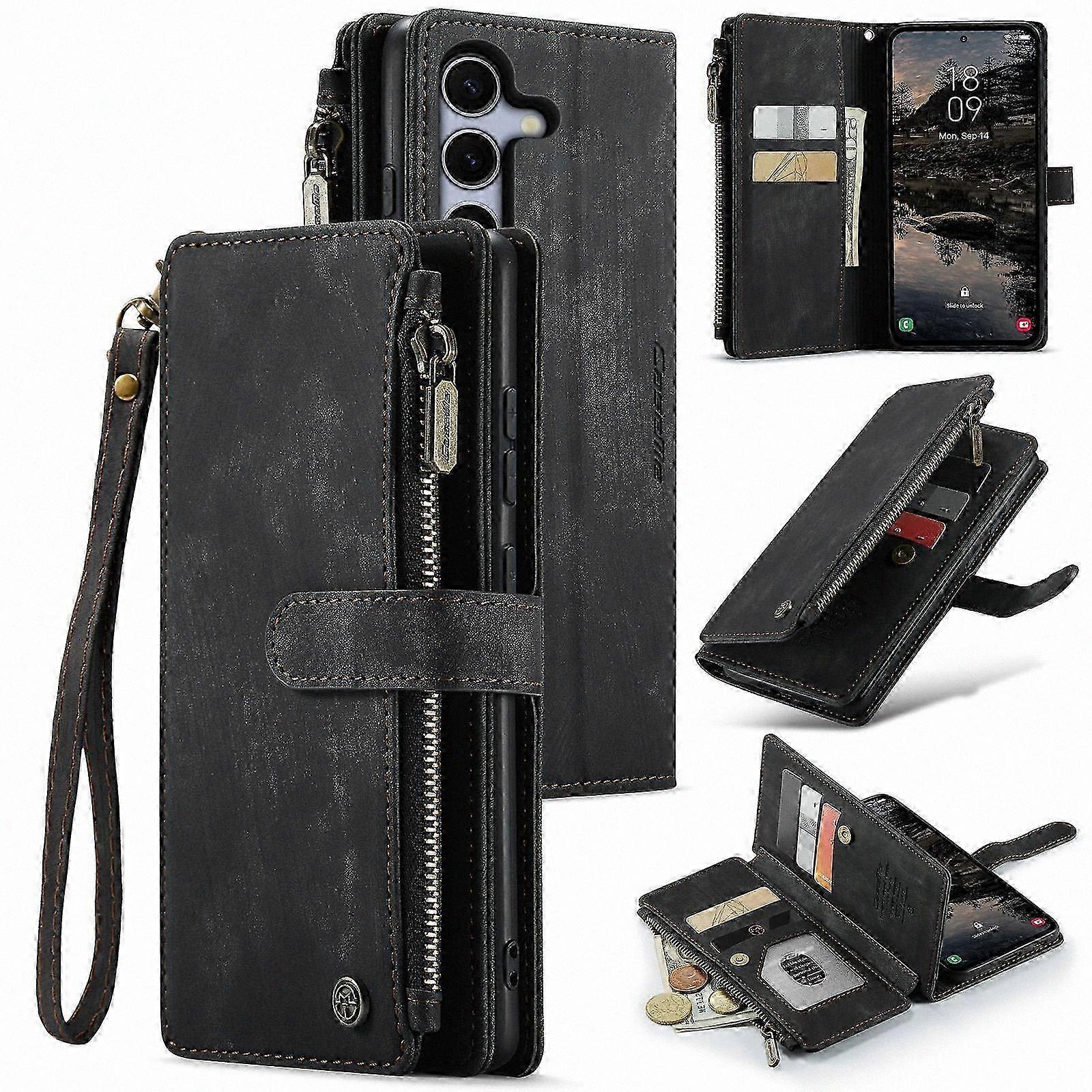Leather Phone Case with Card Slots and Zipper Wallet Functionality