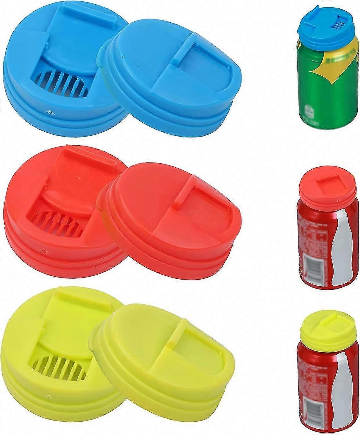 6 Pack Reusable Leakproof Soda Can Lids - Press Type Splash Caps for Beer & Drink Covers