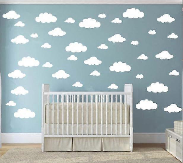 Cloud Wall Decals 33pcs Removable Vinyl Stickers for Nursery Bedroom Decor White