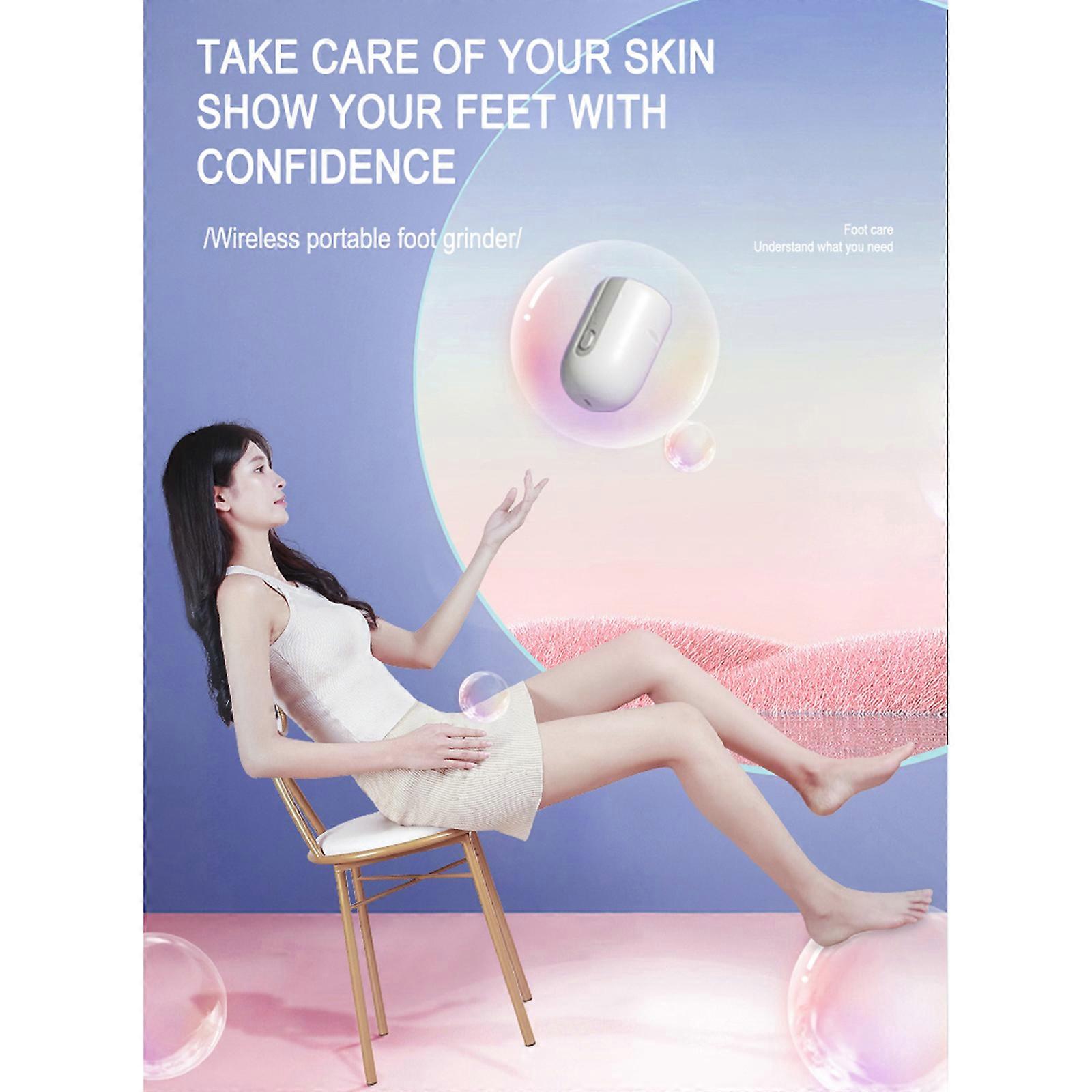 Electric Foot Grinder Foot Calluses Dead Skin Remover Automatic Pedicure Tool with 2 Alloy Grinding Heads Type-C Rechargeable