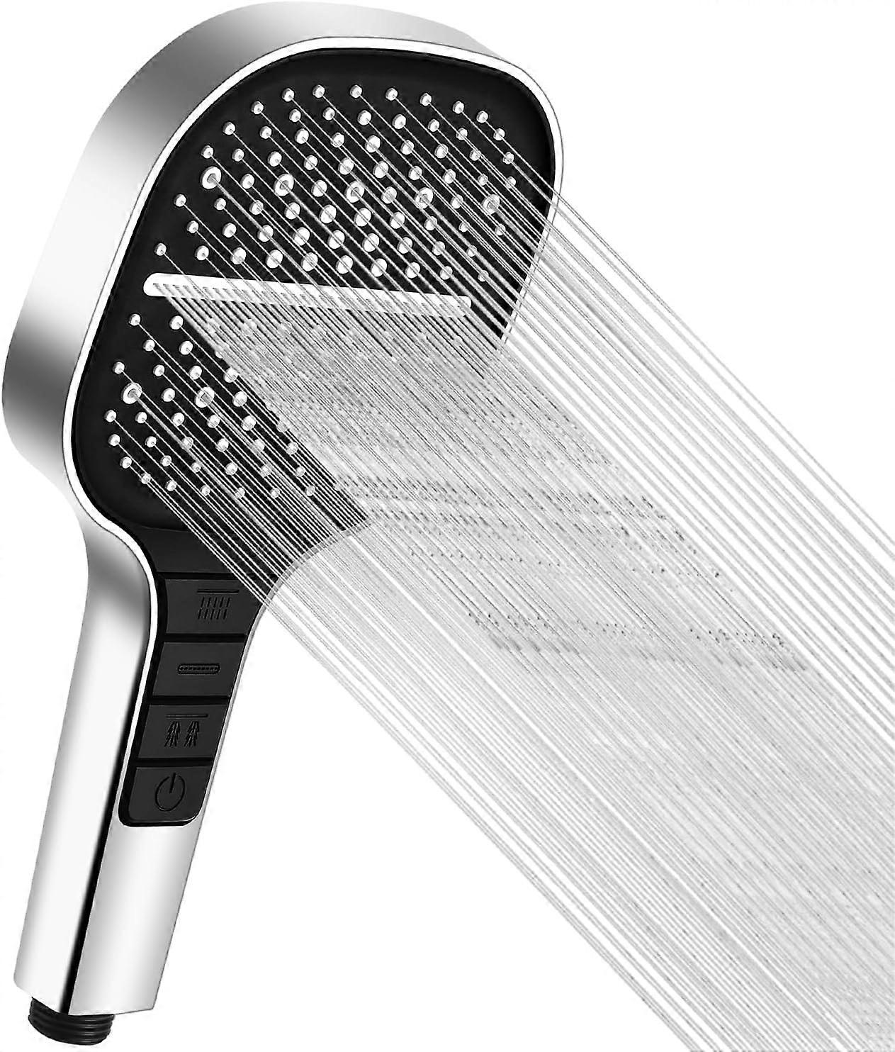 Water-saving shower head with stop button, rain shower head, increased