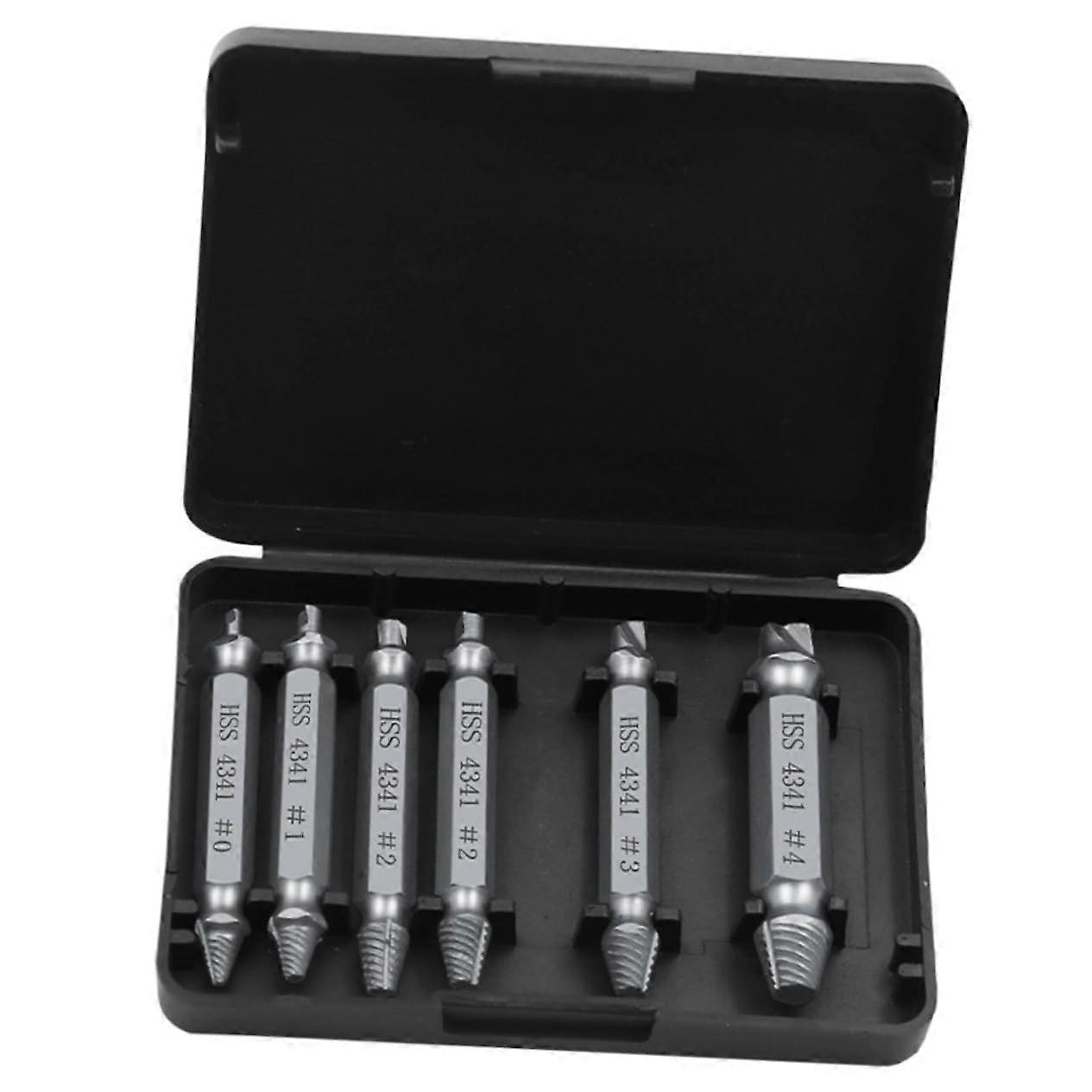 6pcs Bolt Extractor Set Screw Extractor Drill Bits Guide Set for Damaged Bolt Remover