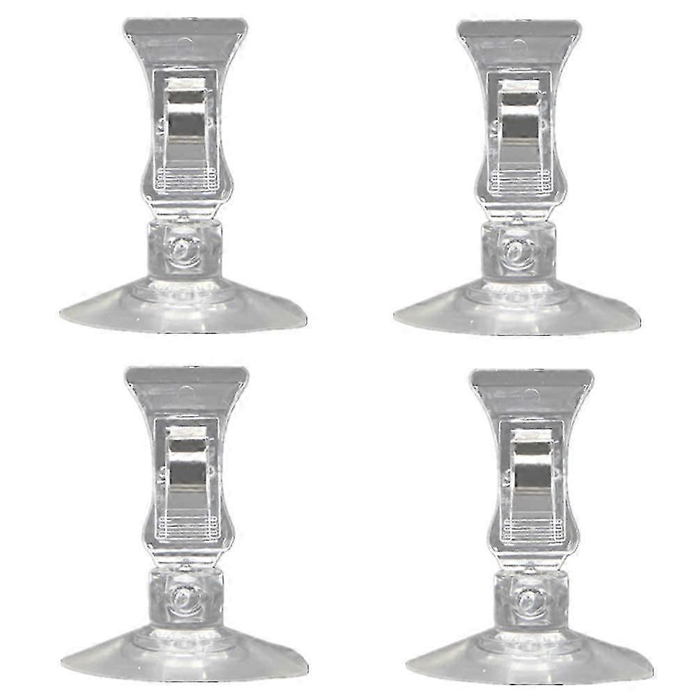 4 Pcs Suction Cups Clips Fish Tank Feeding Tool Clear Plastic Label Sign Display Holders