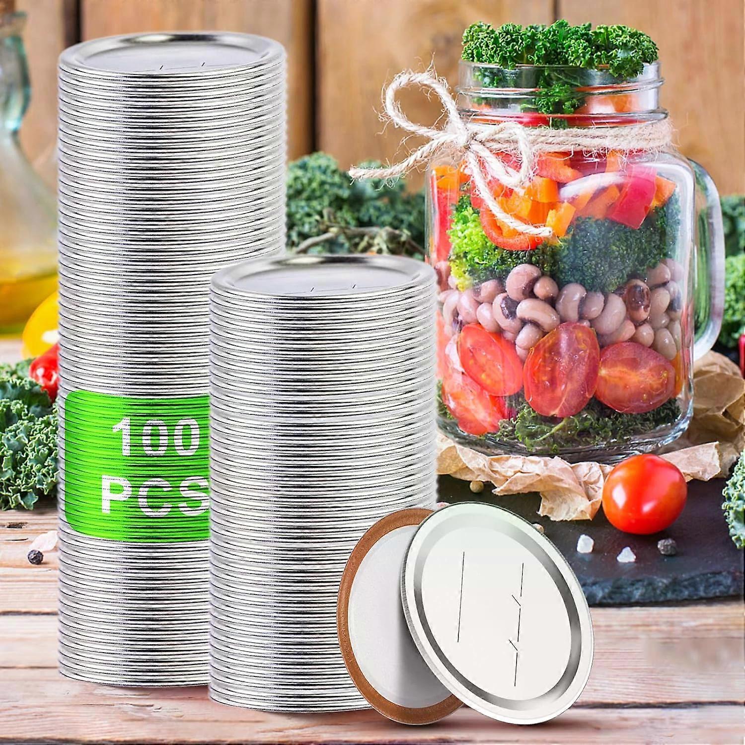 Canning Lids, 100 Pcs Regular Mouth Mason Jar Lids with Silicone Seal for Home Canning