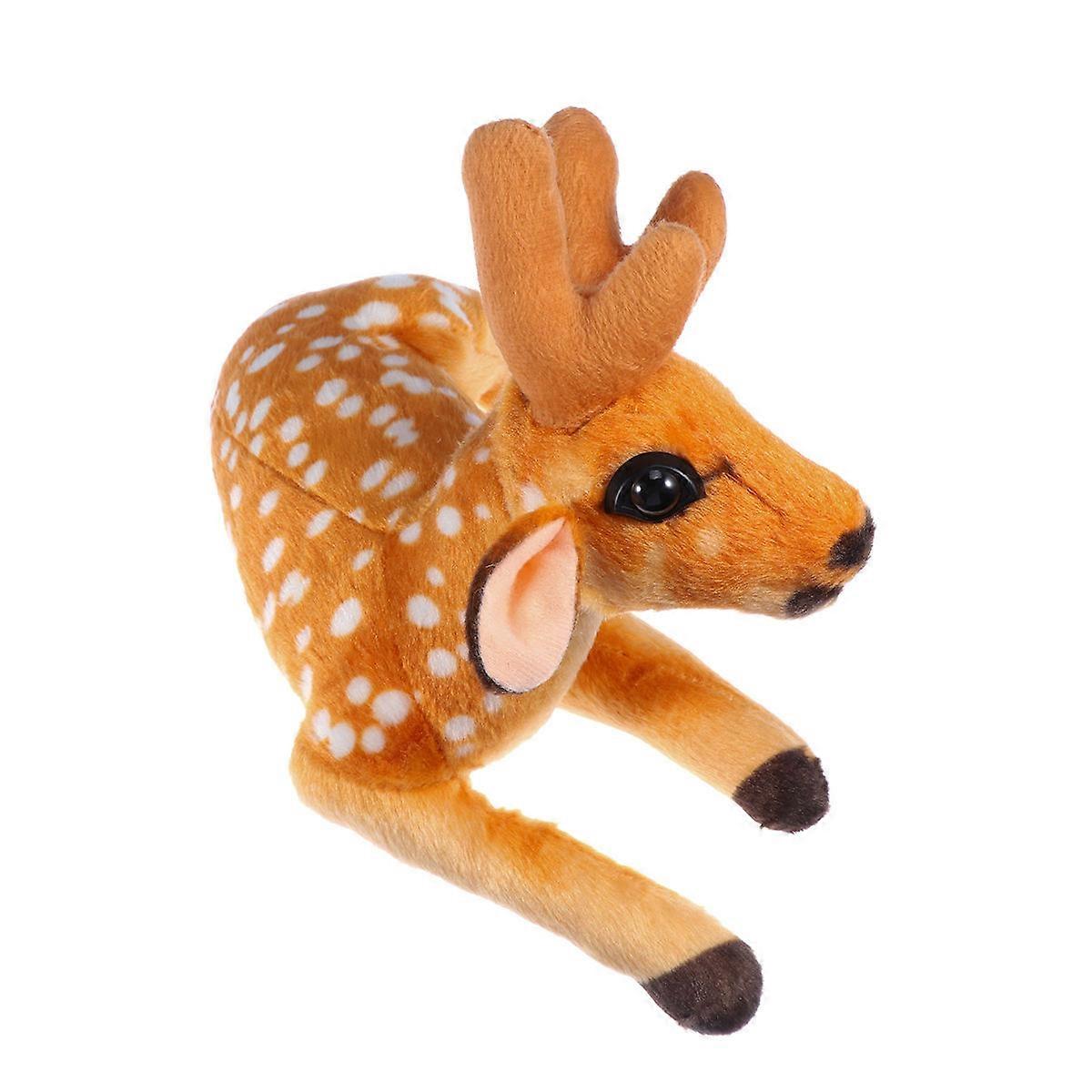 Christmas Simulation Plush Toy Sika Deer for Kids Chocolate Material Educational 1Pack