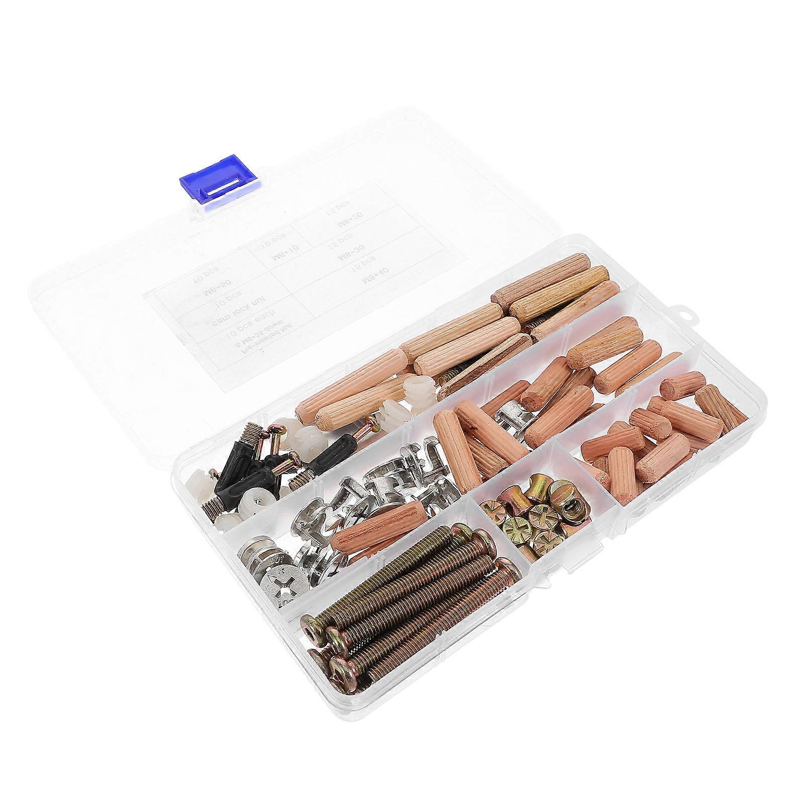 Furniture Connector Hardware Kit 95 Pcs for Double Beds Includes Hex Bolts Nuts Wooden Dowels for Bunk Beds Assembly and Furniture Repair with