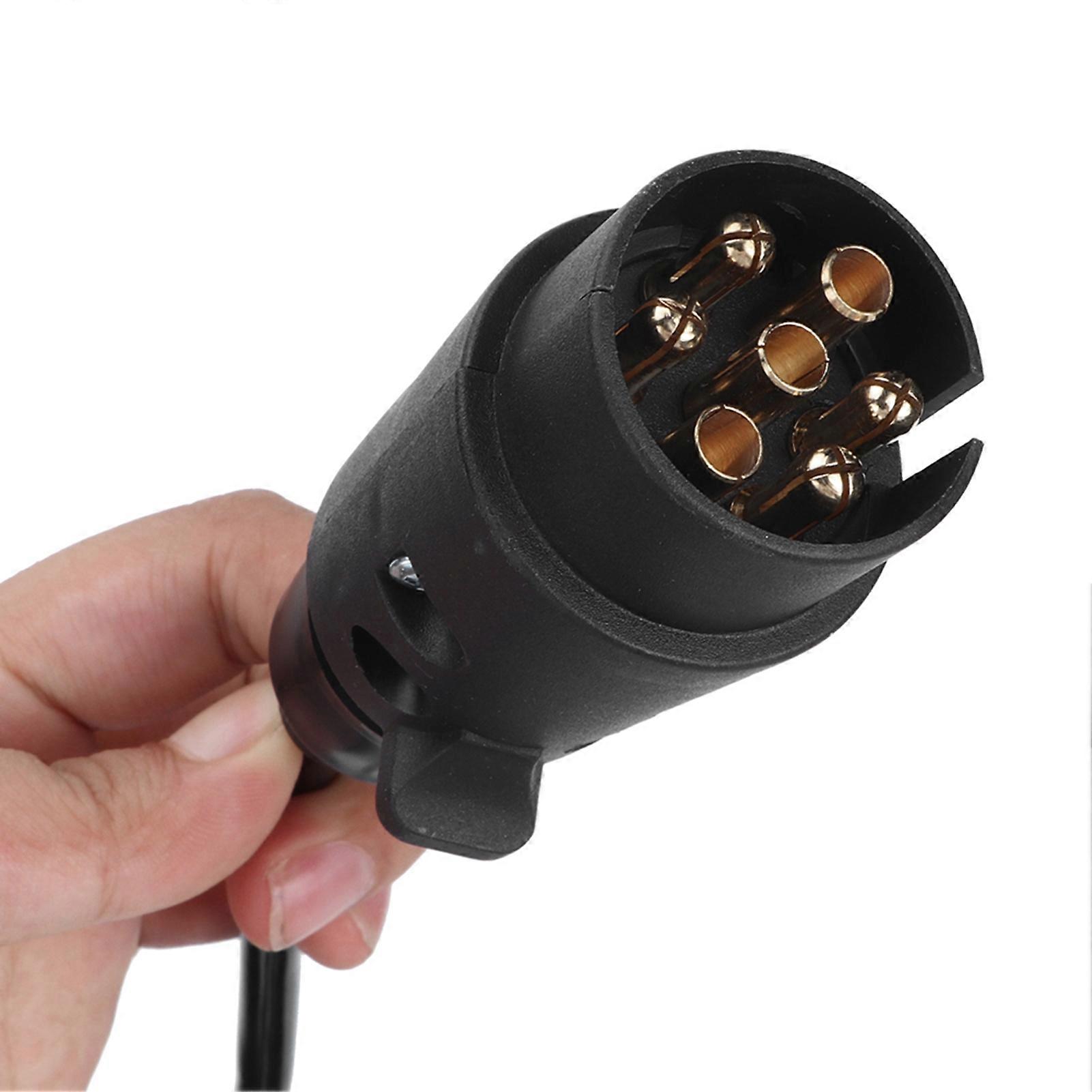 7 Pin Trailer Plug with 2.5m Spring Extension Cable 12V Black
