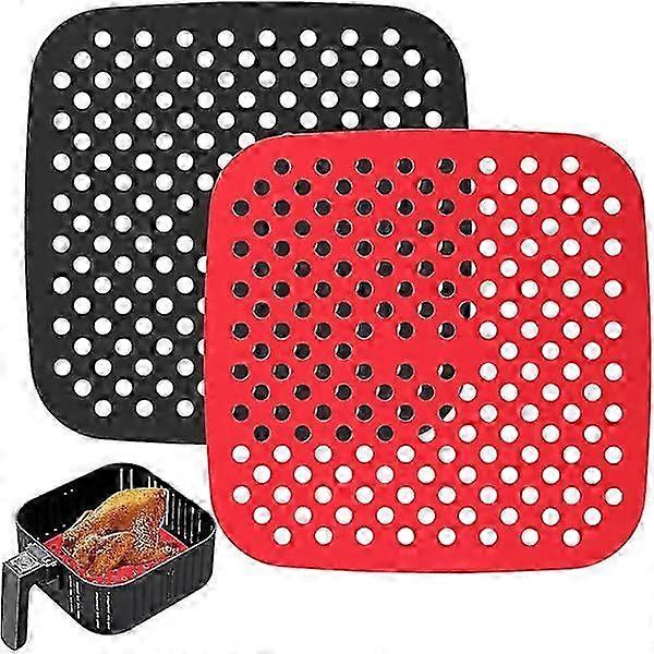 Reusable Silicone Air Fryer Liners, 8.5 Inch Square, Non-Stick Basket Mats, Accessories, Bamboo Steamer