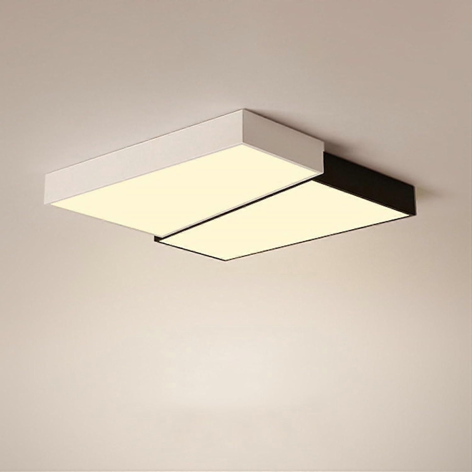 LED Flush Mount Ceiling Light With Remote Control, Square Acrylic Lampshade, 3Color Dimming, Energy Efficient, 60cm