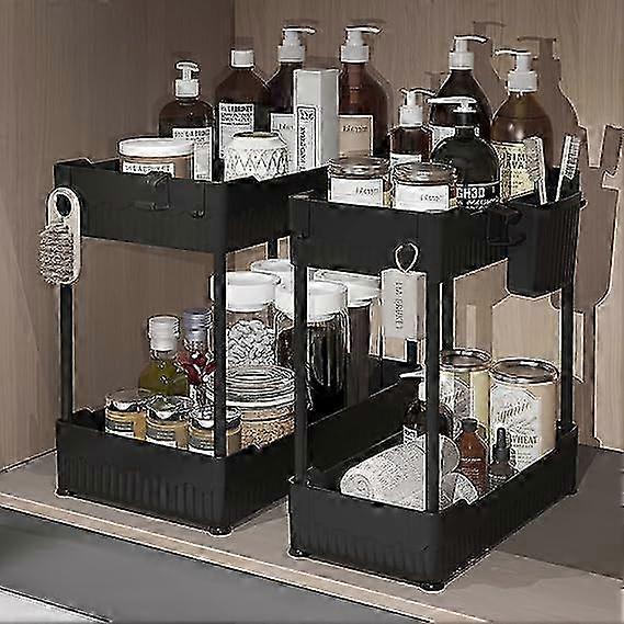 2 Pack Under Sink Organizer, Under Bathroom Cabinet Organizer with ...