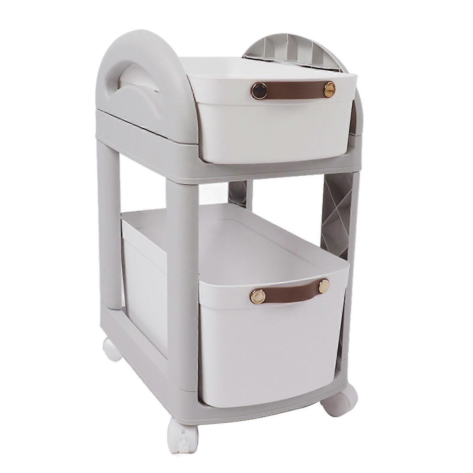 Thickened 2-Layer Multi Storage Rack Cart with Wheels, PP Material