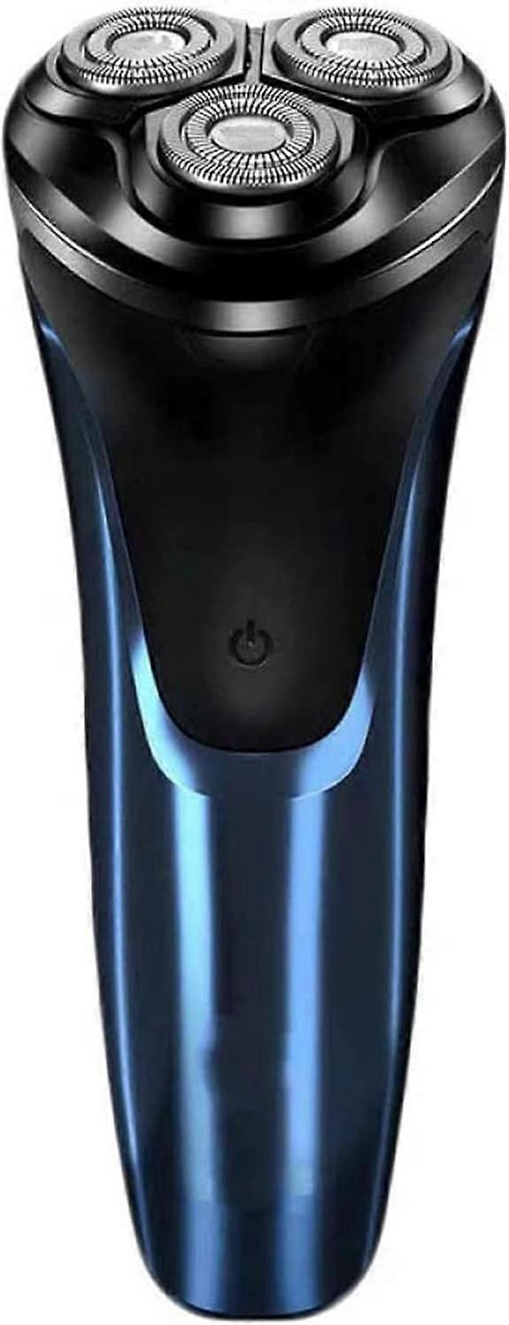 Rechargeable Waterproof IPX7 Electric Shaver Wet Dry Rotary Shaver For Men With PopUp Trimmer Blue