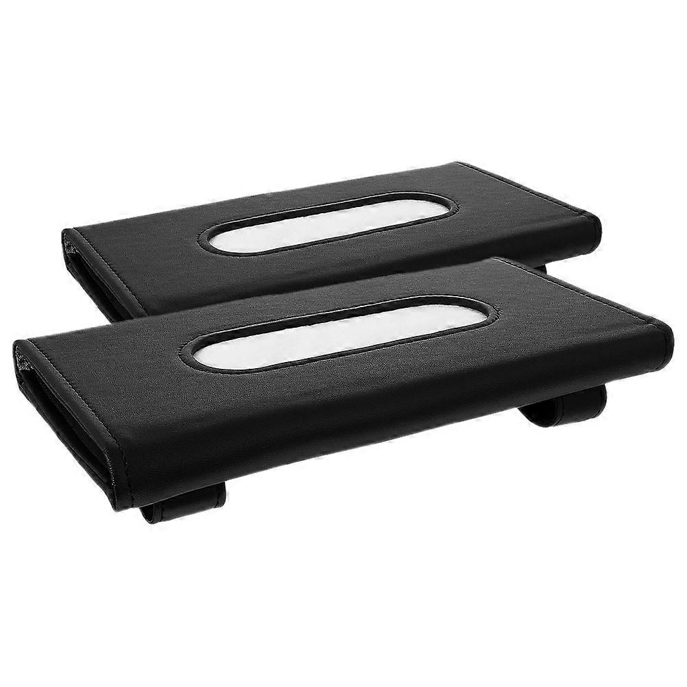 Car Visor Bag Tissue Holder 2Pcs For Convenient Access During Driving With Modern Design Black
