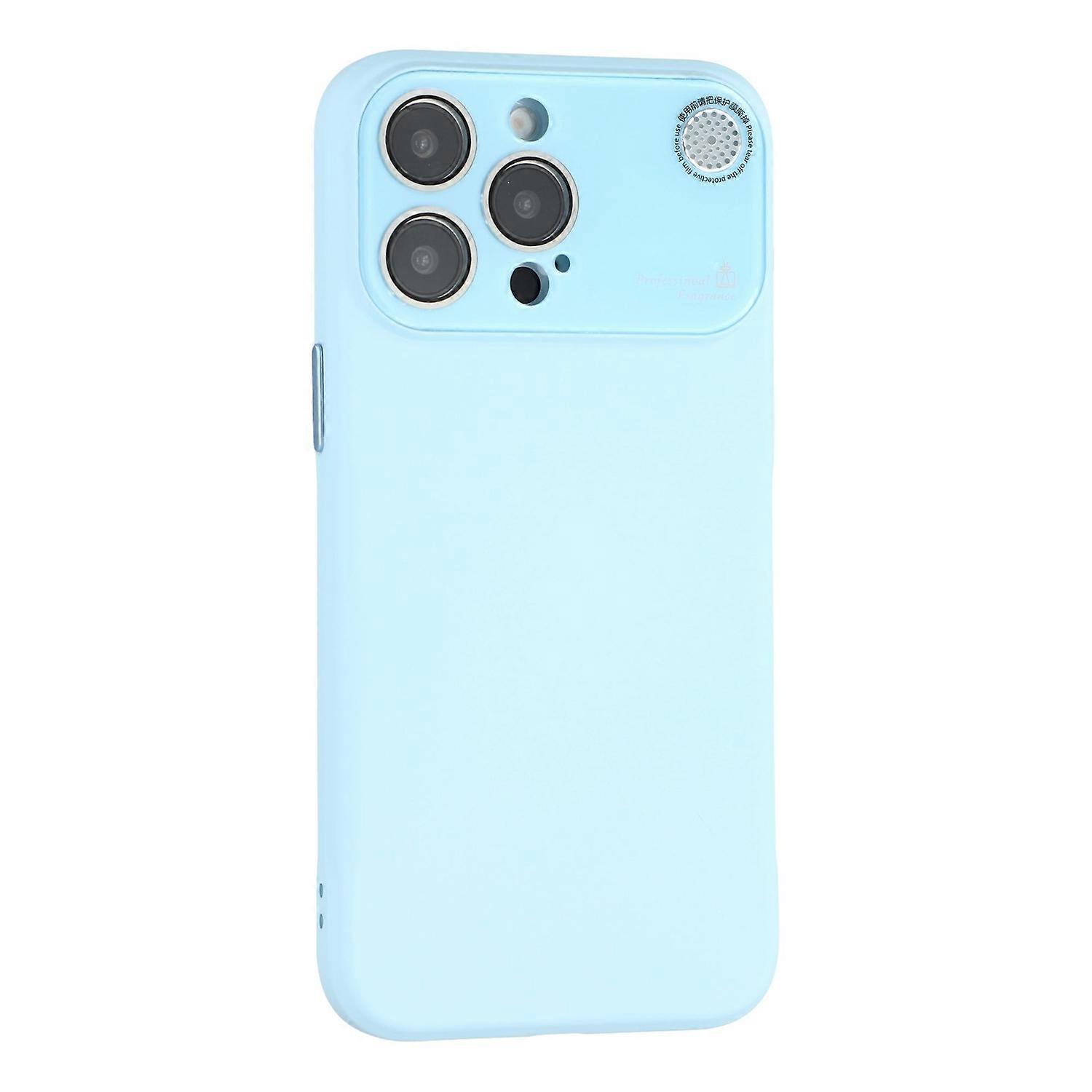 For iPhone 15 Pro Case Large Camera Window Liquid Silicone Aromatherapy Phone Cover - Sky Blue