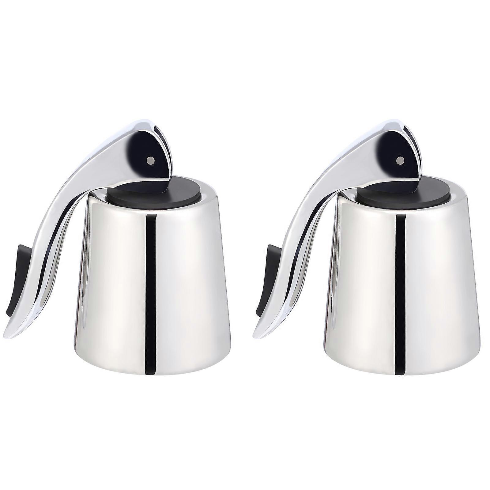 Beverage Stoppers Enthusiasts Silver Air Tight Seal 2Pcs