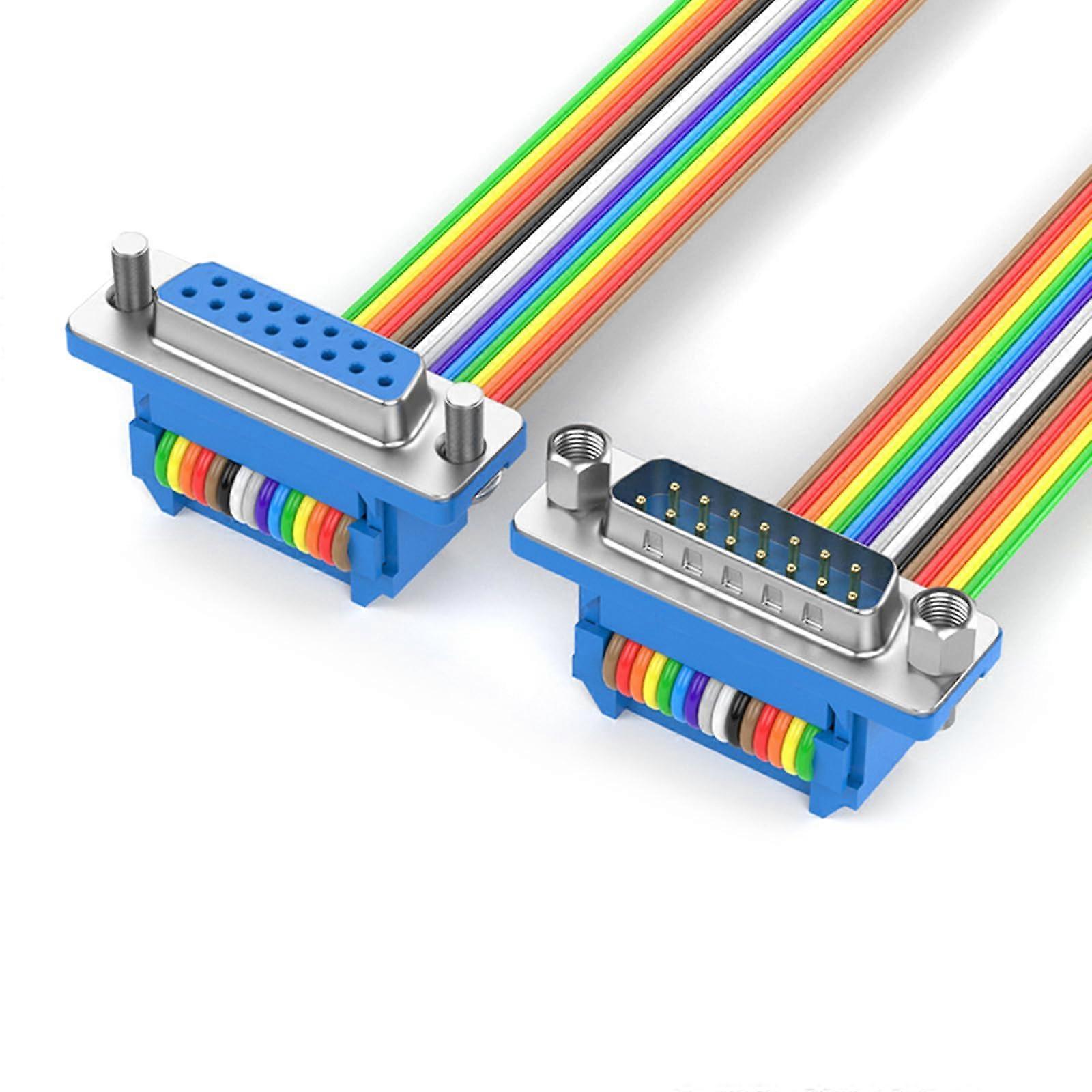 DB15 Female To Female Cable Rainbow Flat Ribbon Cable For Computer And Machine Tool Connection 800cm/1000cm/500cm