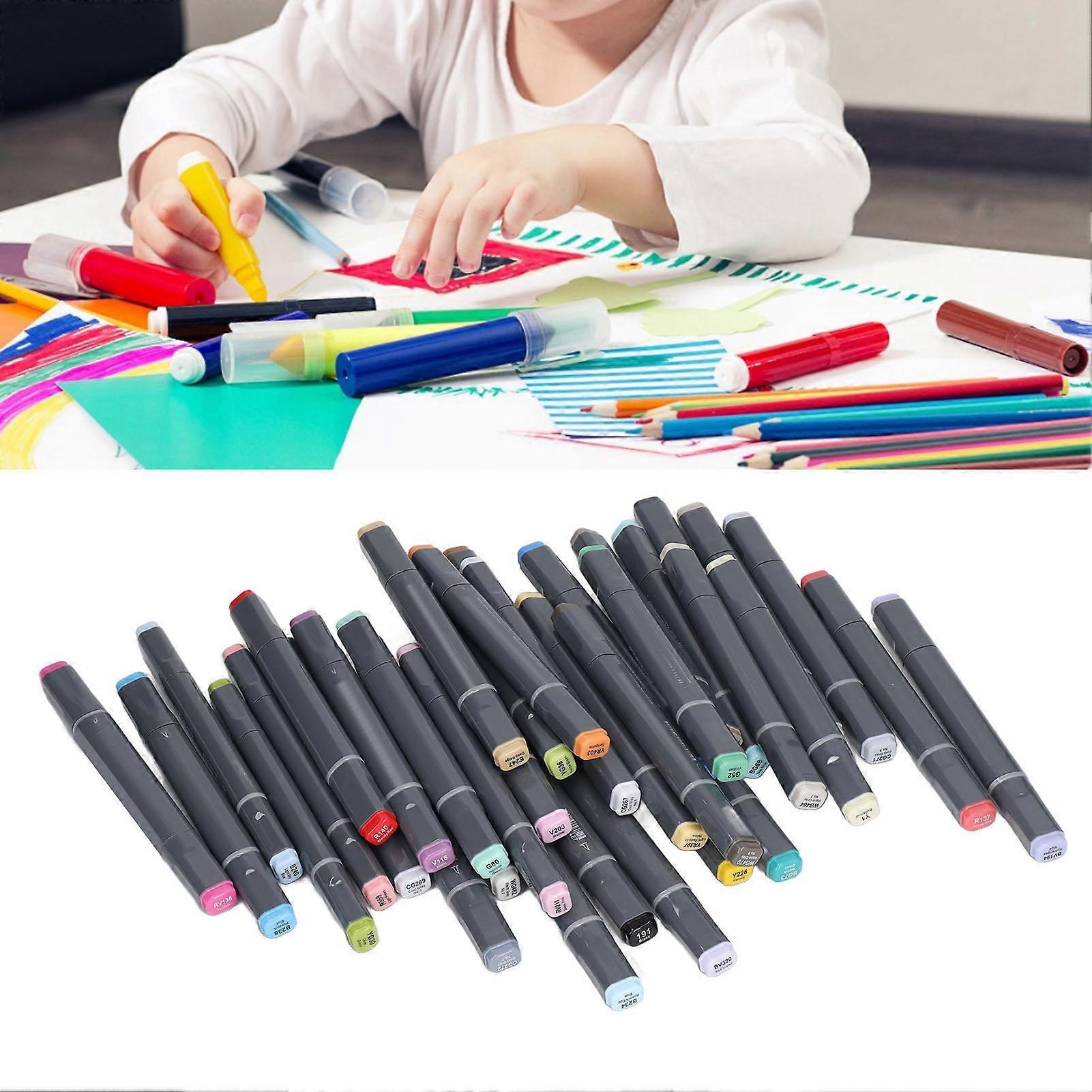 Dual Tip Markers 36 Colors Waterproof Odorless Soft Tips