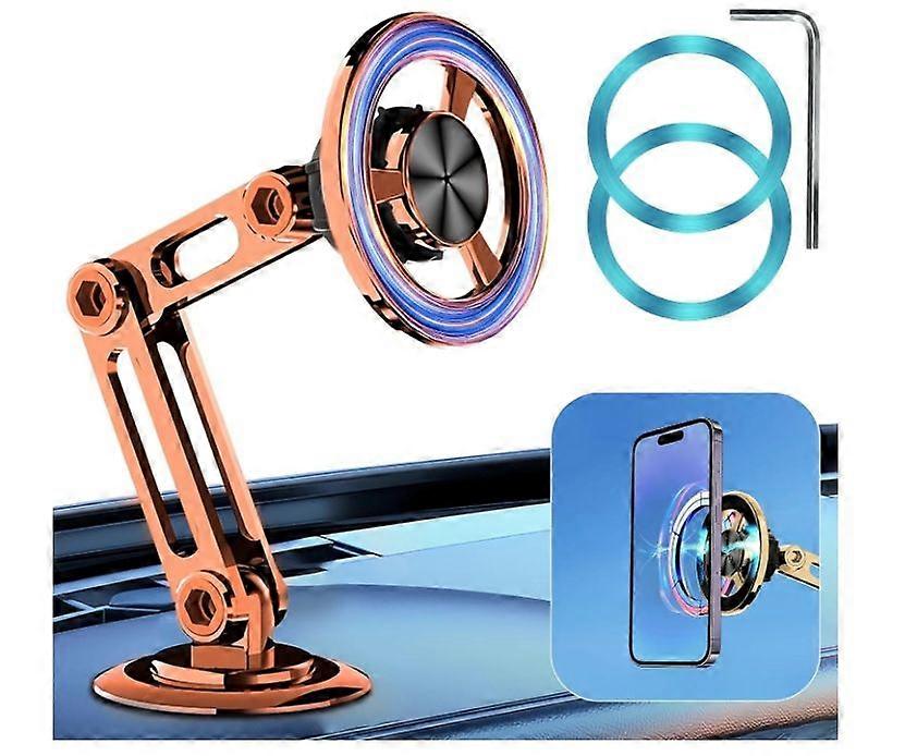 Universal 360 PRO Magnetic Suction Car Phone Holder, Hands Free Adjustable Bracket Dashboard Phone Car Mount with Metal Ring for All Smartphone(Pink)